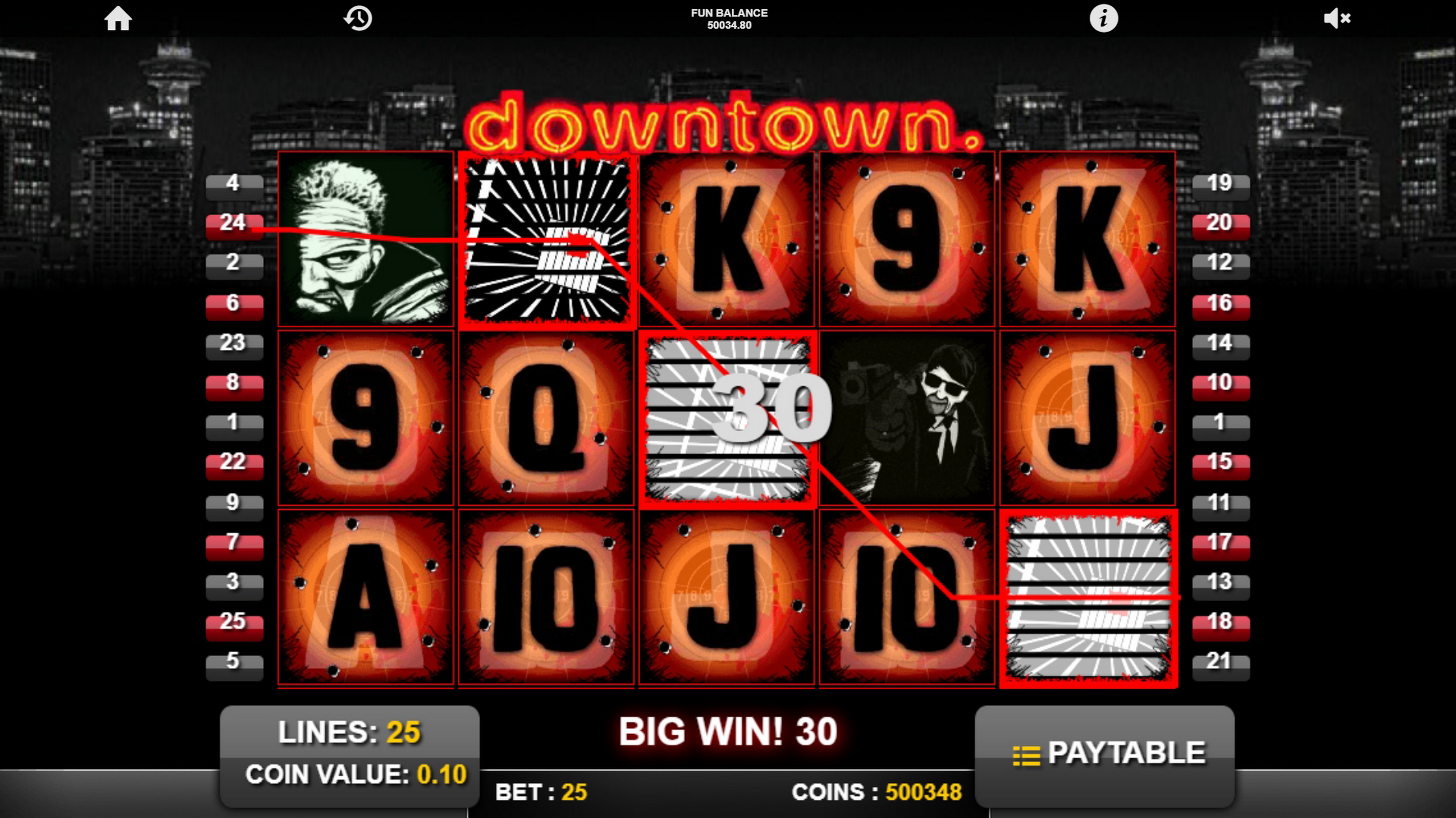 Win Money in Downtown Free Slot Game by 1x2 Gaming
