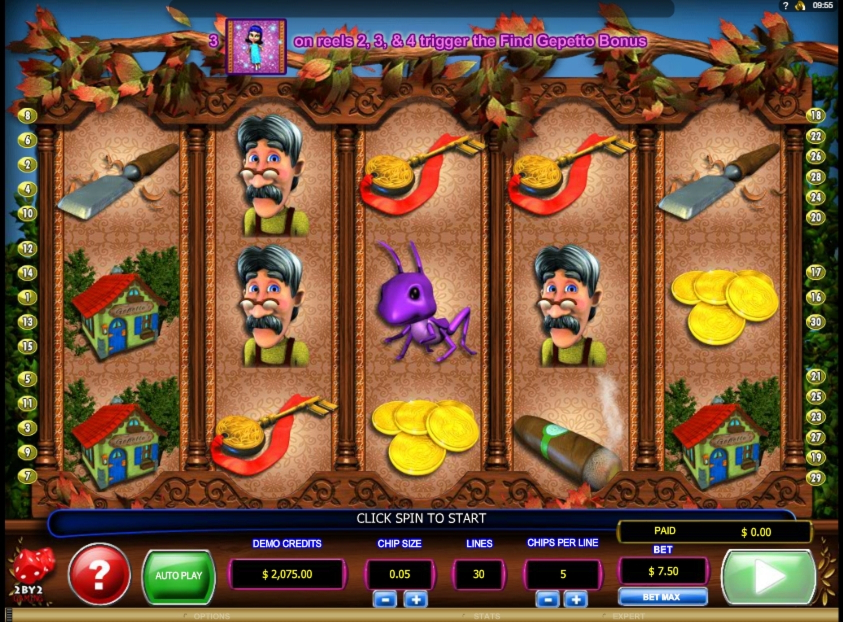 Reels in Pinocchio's Fortune Slot Game by 2 By 2 Gaming