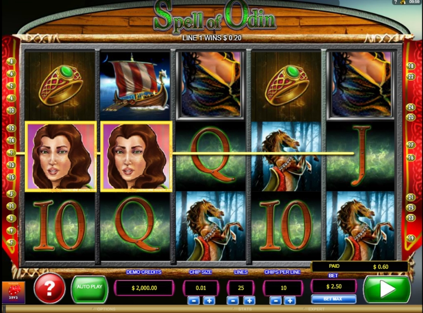 Win Money in Spell of Odin Free Slot Game by 2 By 2 Gaming