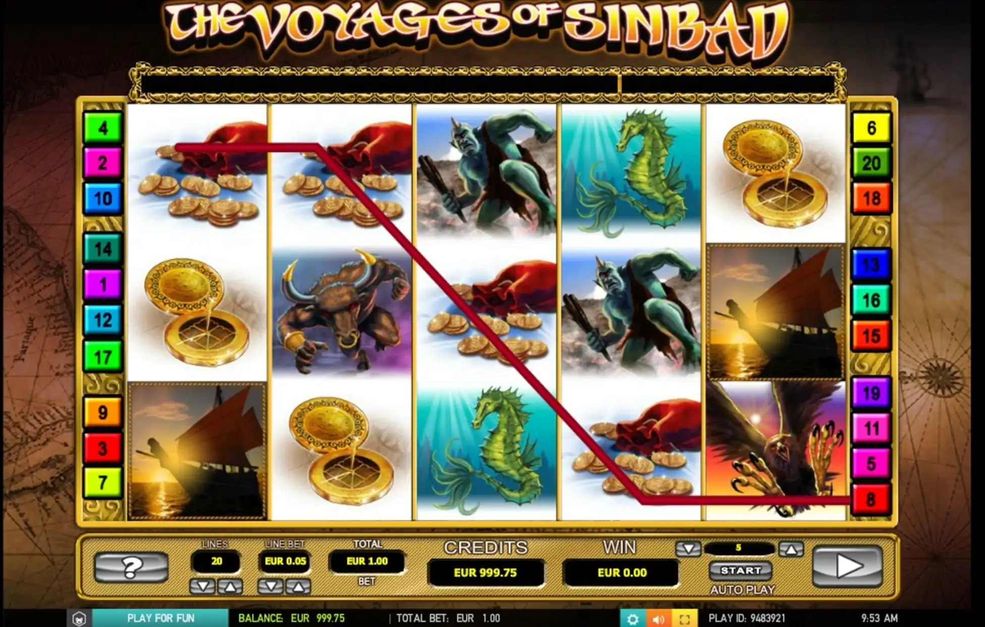 Win Money in The voyages of Sinbad Free Slot Game by 2 By 2 Gaming