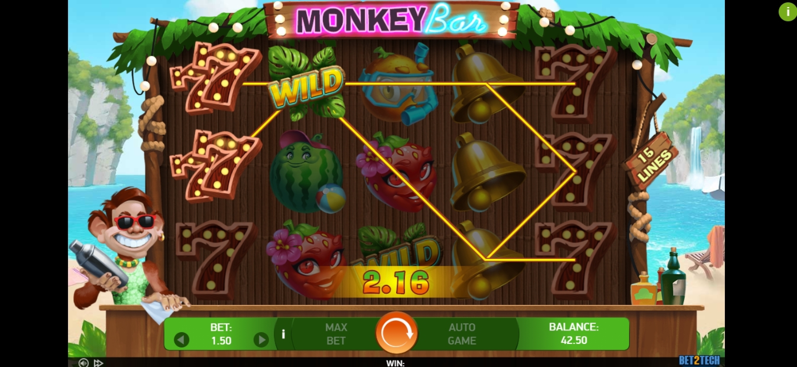 Win Money in Monkey Bar Free Slot Game by Bet2Tech