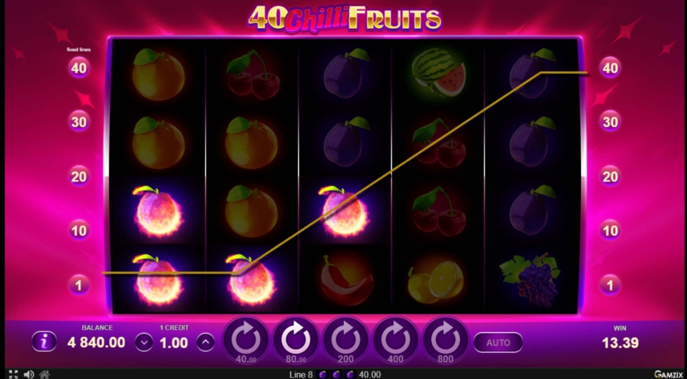 Win Money in 40 Chilli Fruits Free Slot Game by Gamzix