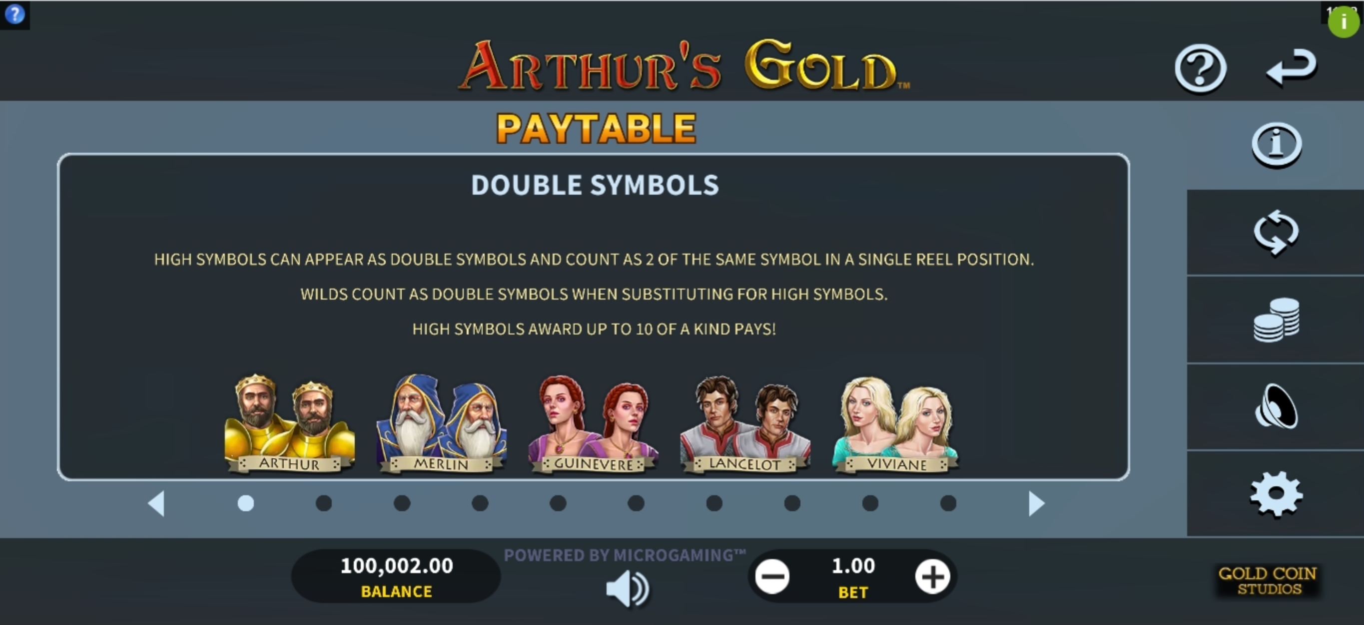 Info of Arthurs Gold Slot Game by Gold Coin Studios