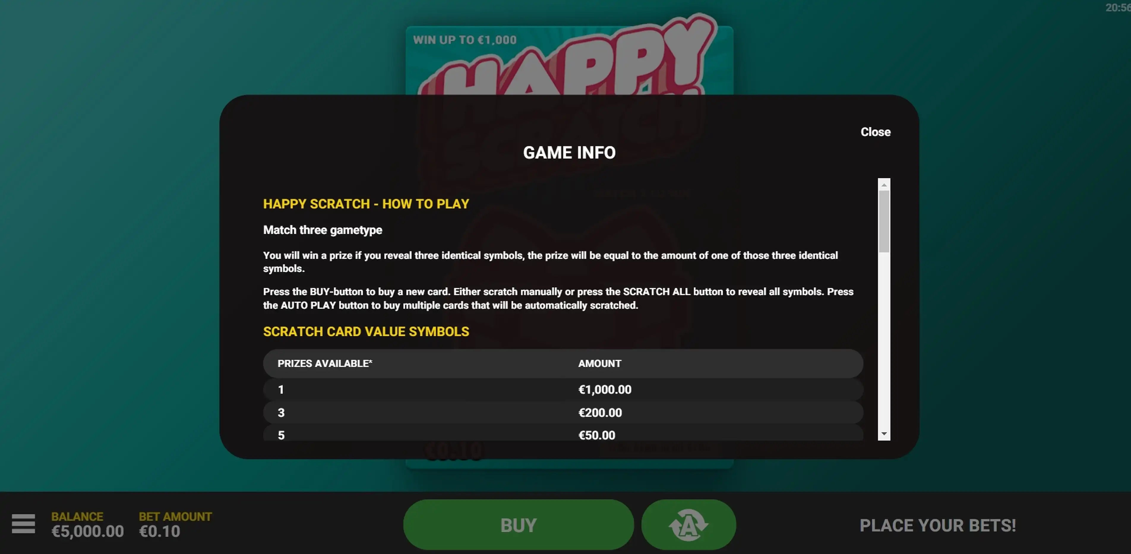 Info of Happy Scratch Slot Game by Hacksaw Gaming