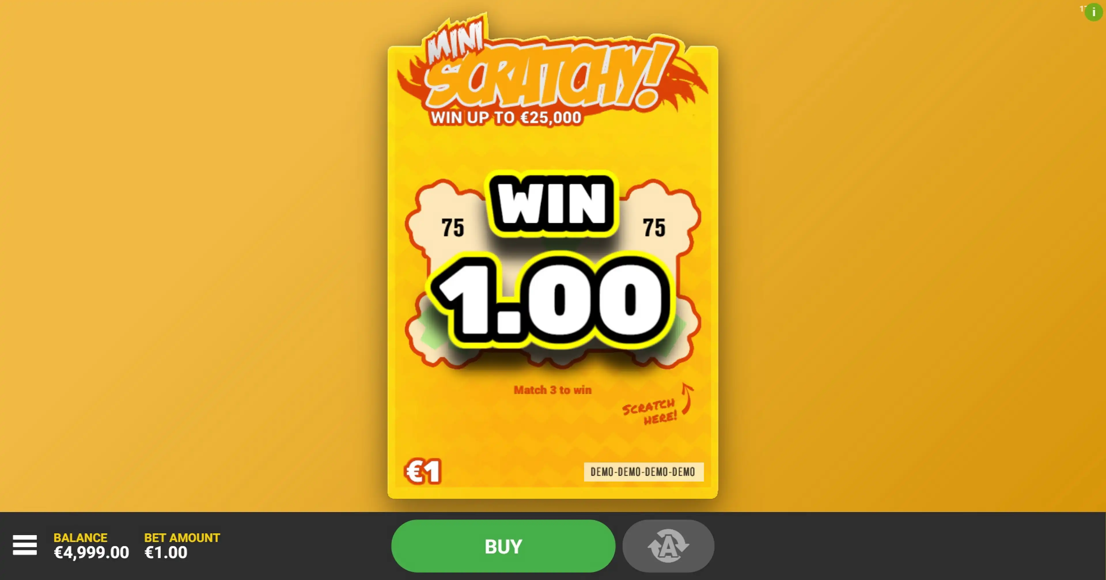 Win Money in Scratchy Mini Free Slot Game by Hacksaw Gaming