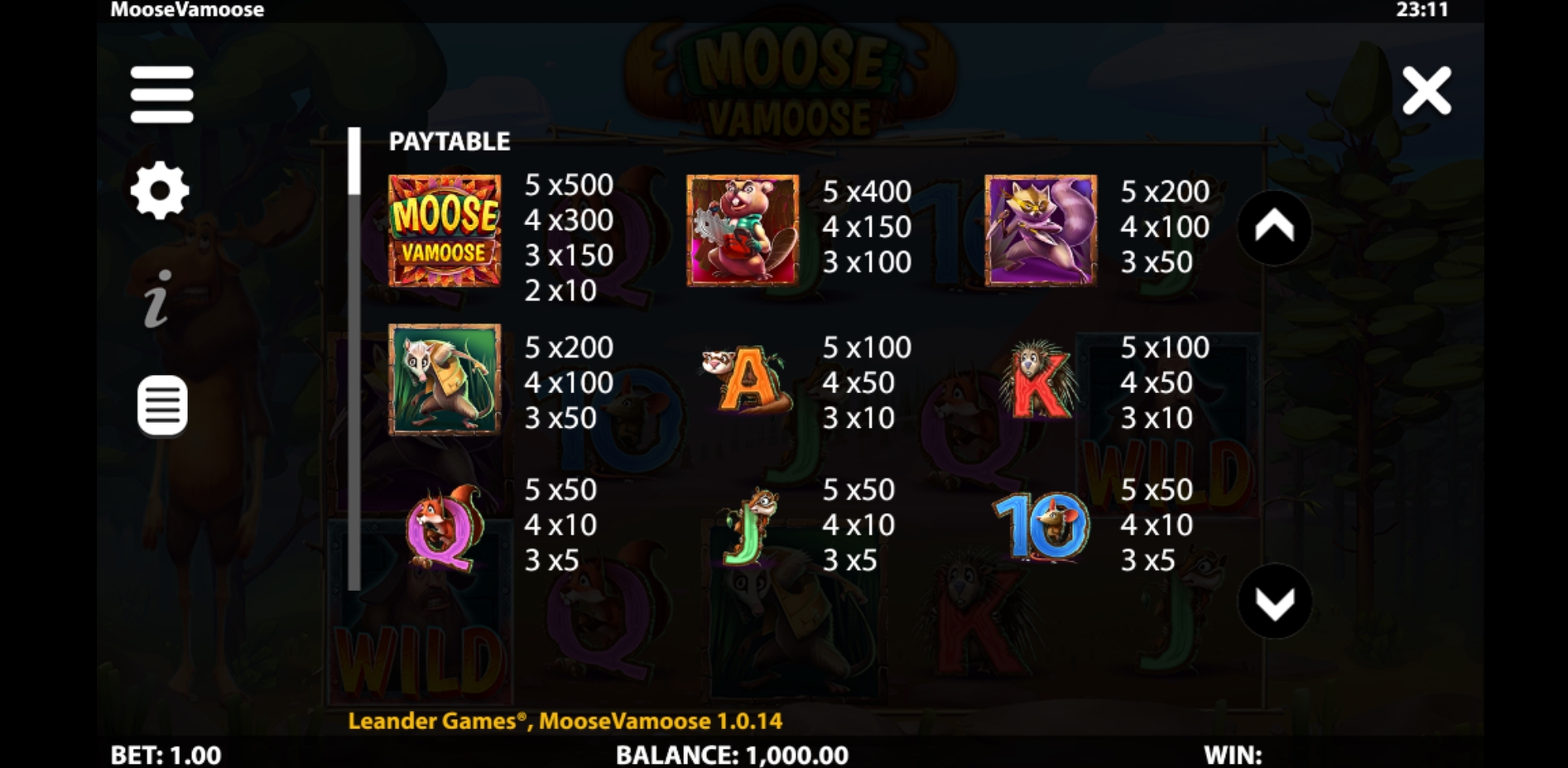 Info of Moose Vamoose Slot Game by HungryBear