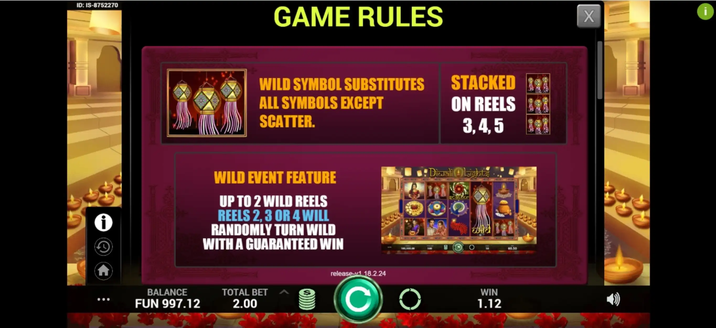 Info of Diwali Lights Slot Game by Indi Slots