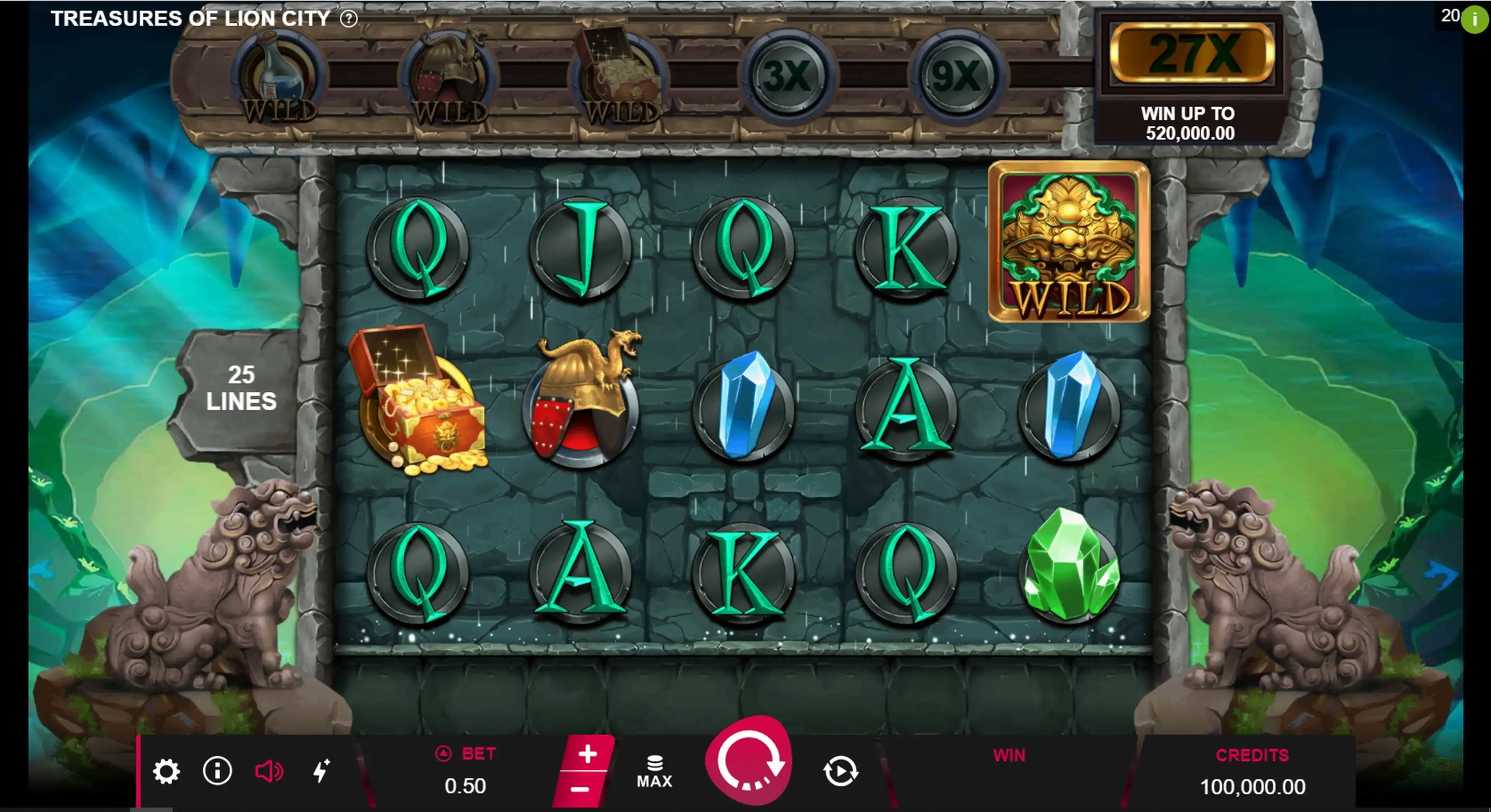 Reels in Treasures Of Lion City Slot Game by Pulse 8 Studios