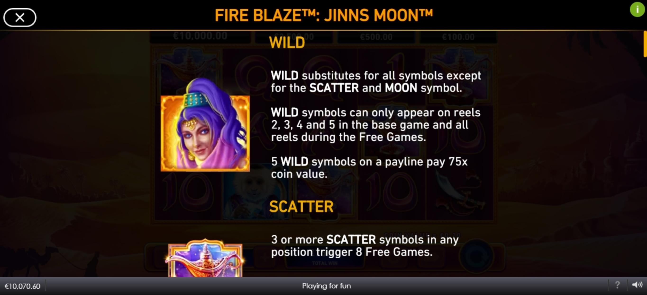 Info of Jinns Moon Slot Game by Rarestone Gaming