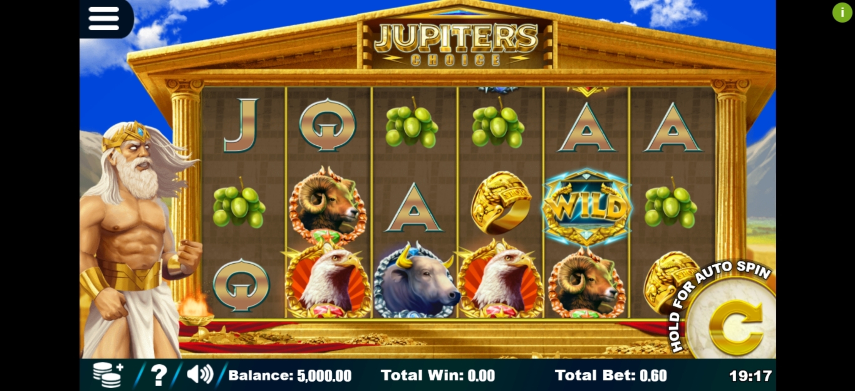 Reels in Jupiter's Choice Slot Game by Sapphire Gaming