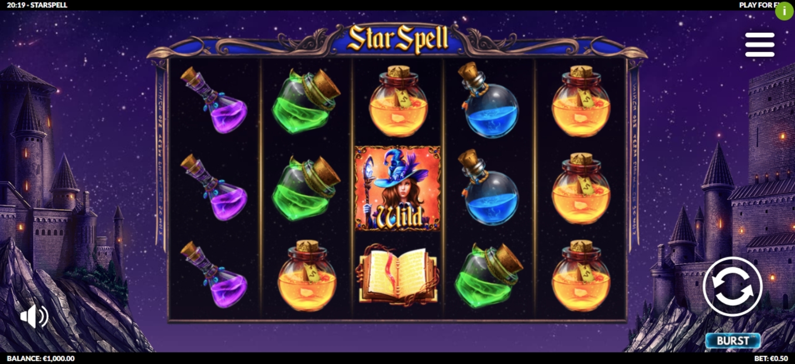 Reels in Star Spell Slot Game by Slotmill