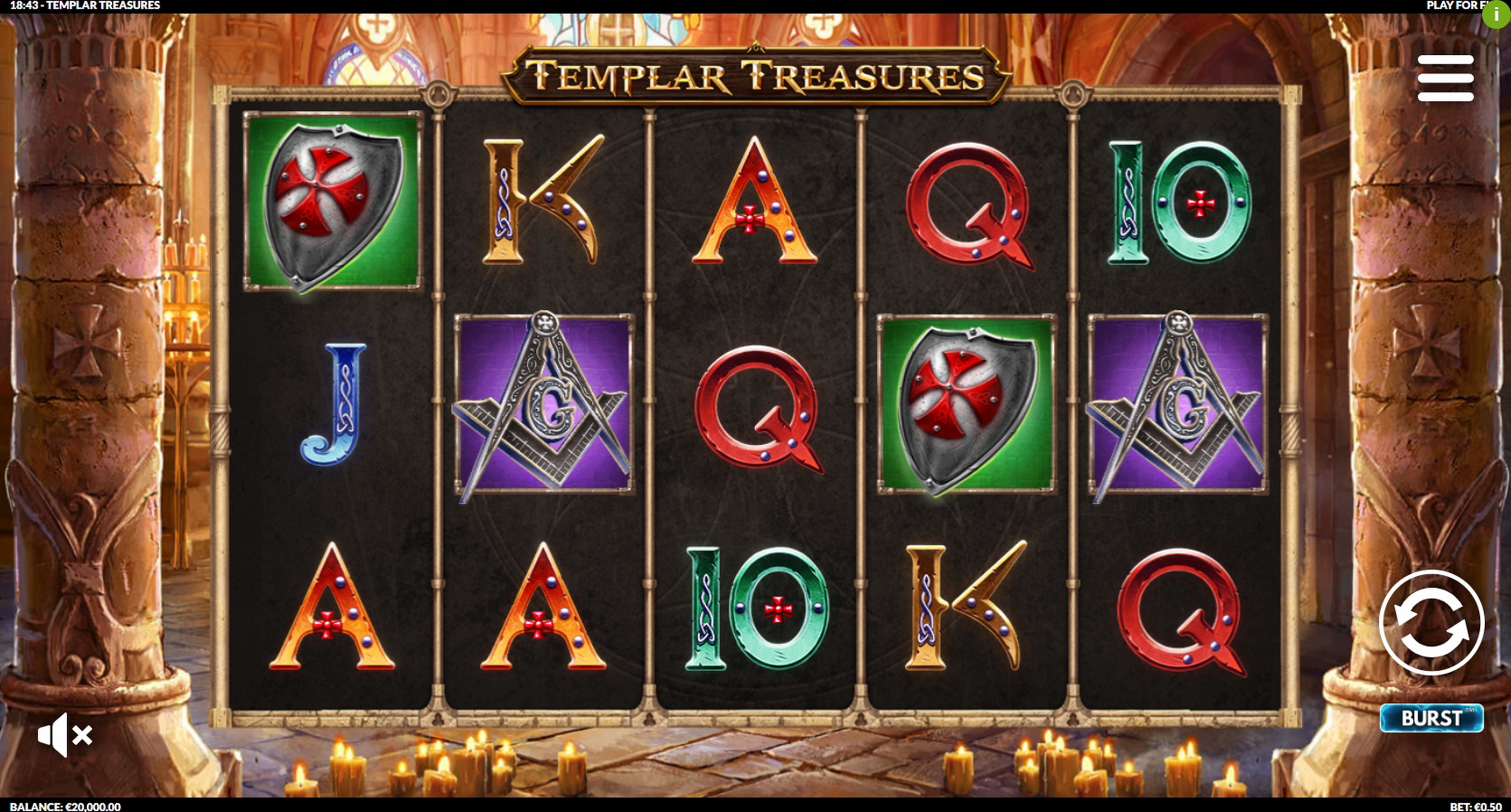 Reels in Templar Treasures Slot Game by Slotmill