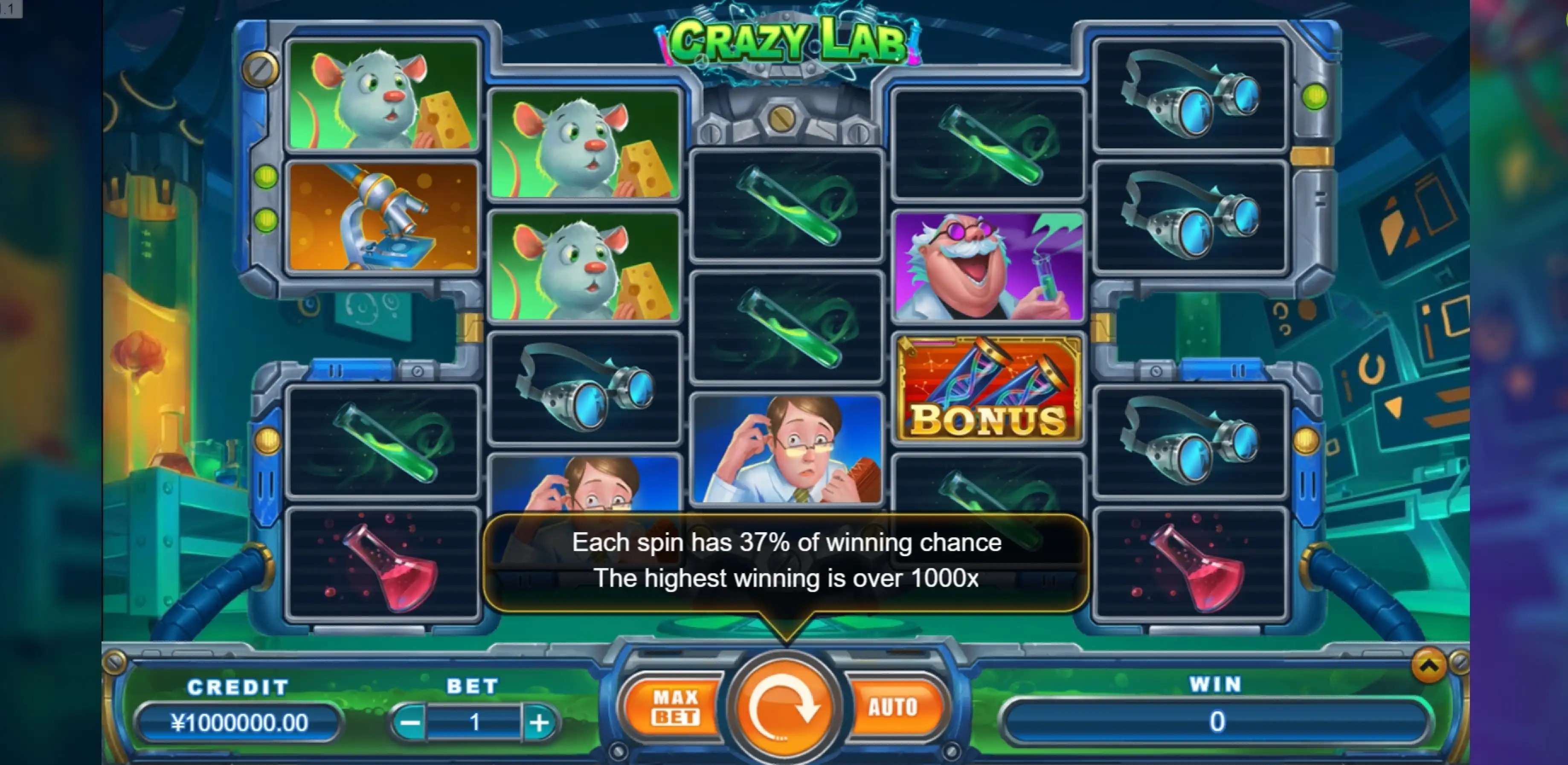 Reels in Crazy Lab Slot Game by TIDY