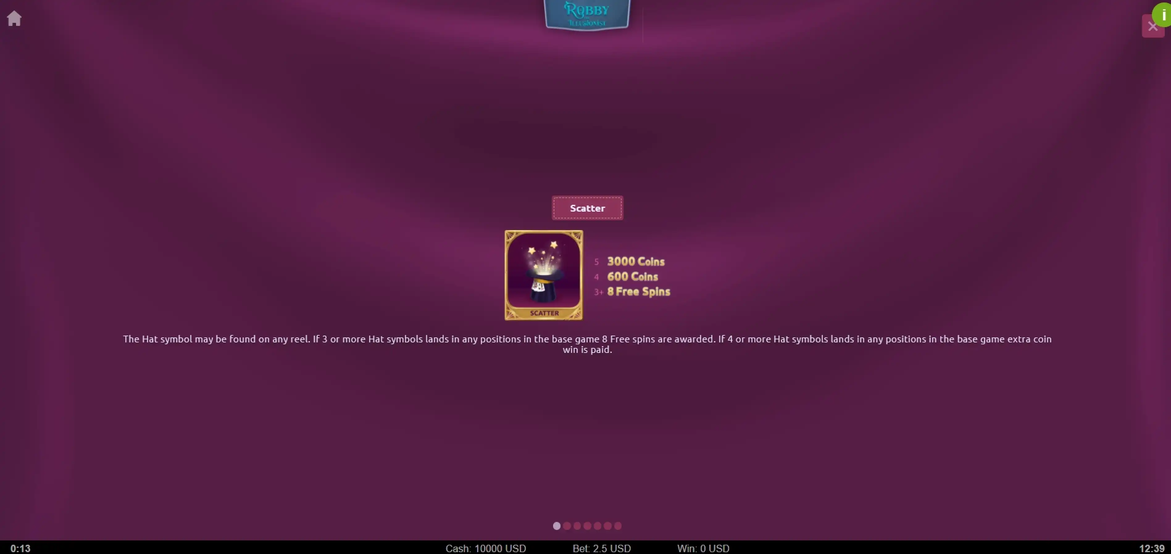 Info of Robby the Illusionist Slot Game by TrueLab Games