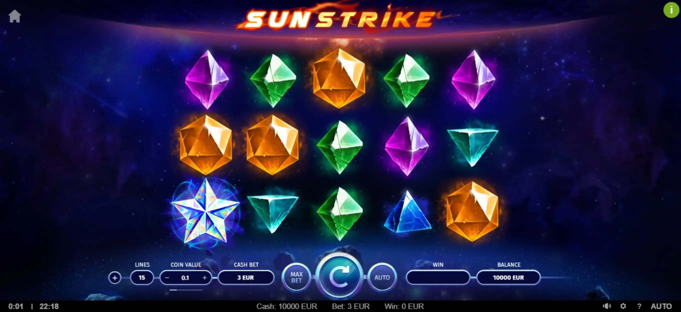 Reels in SunStrike Slot Game by TrueLab Games