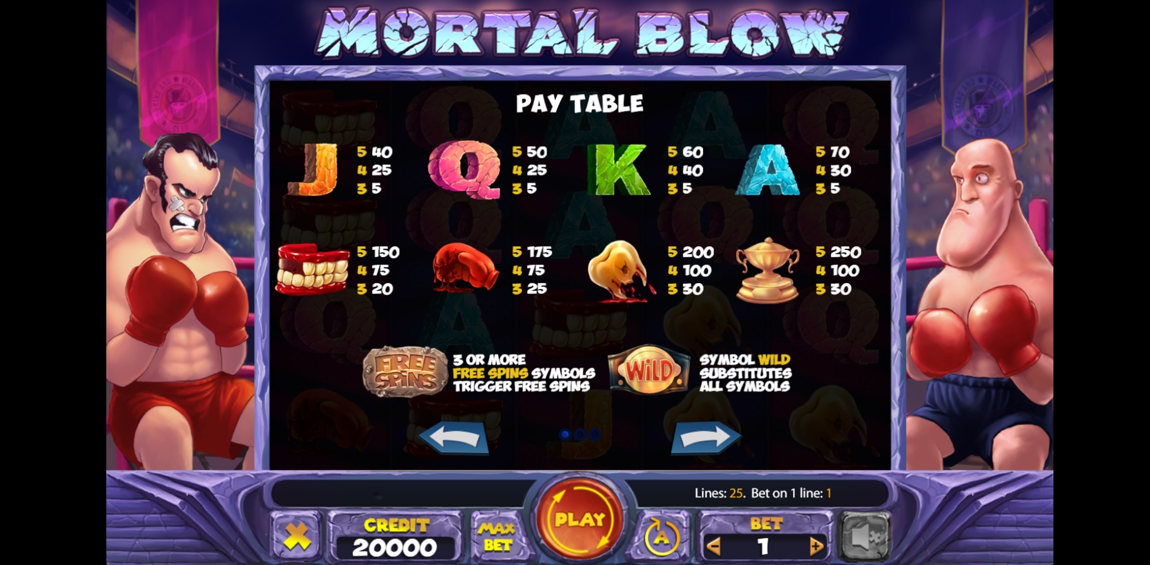 Info of Mortal Blow Slot Game by X Card