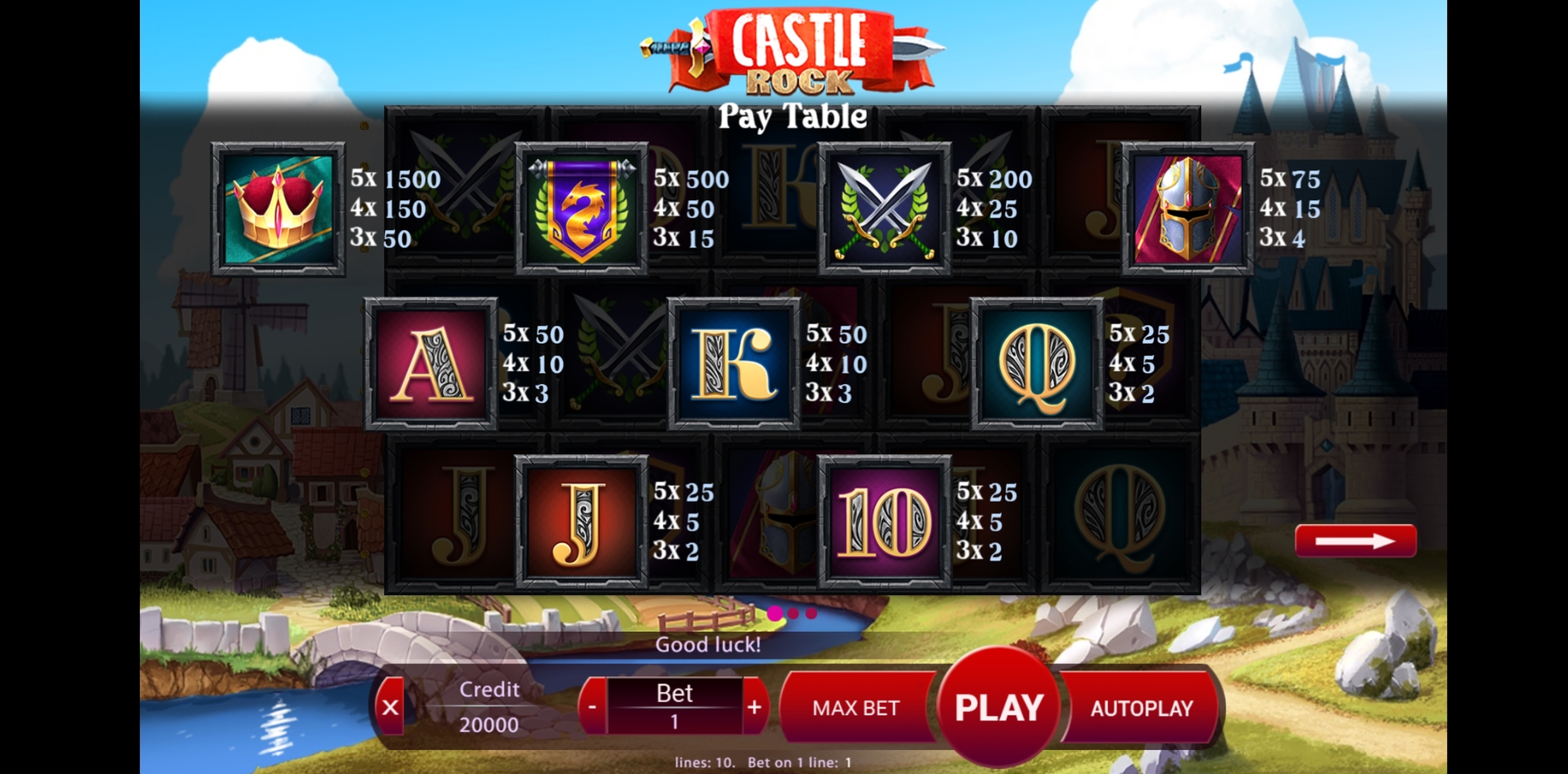 Info of Castle Rock Slot Game by X Play