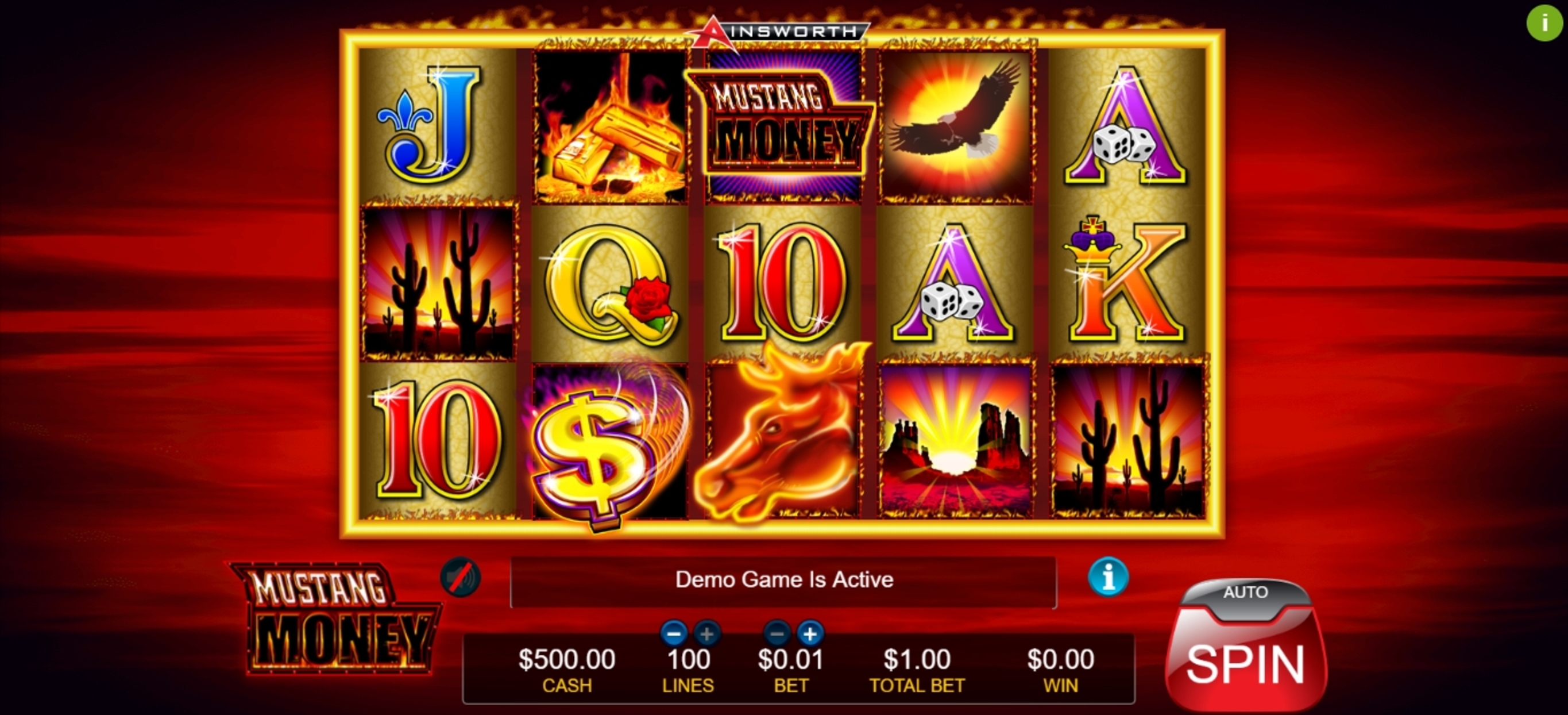 Reels in Mustang Money Slot Game by Ainsworth Gaming Technology