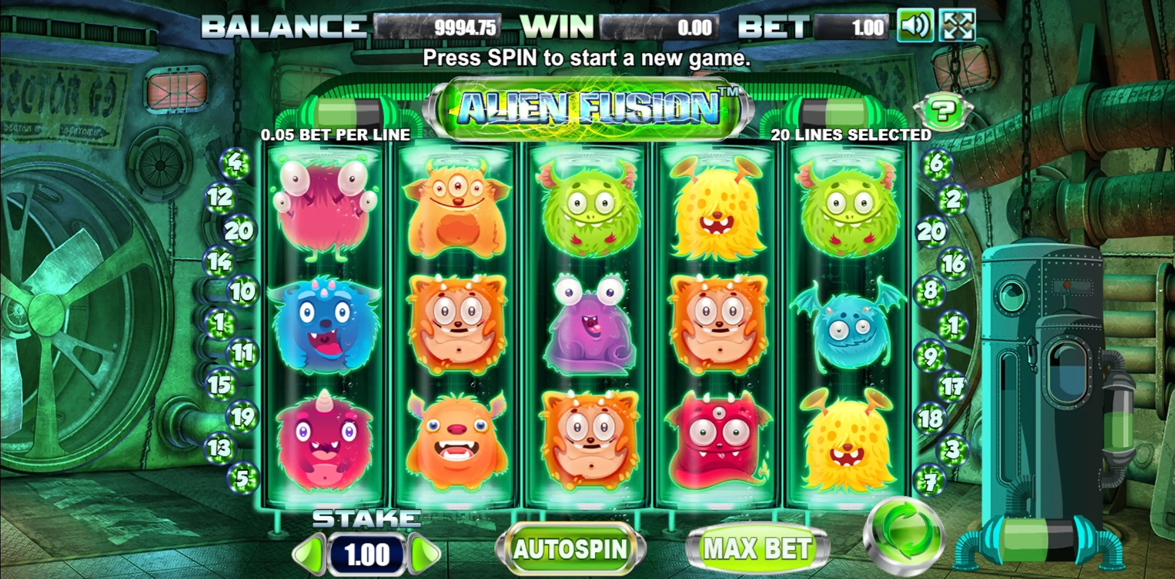 Reels in Alien Fusion Slot Game by Allbet Gaming