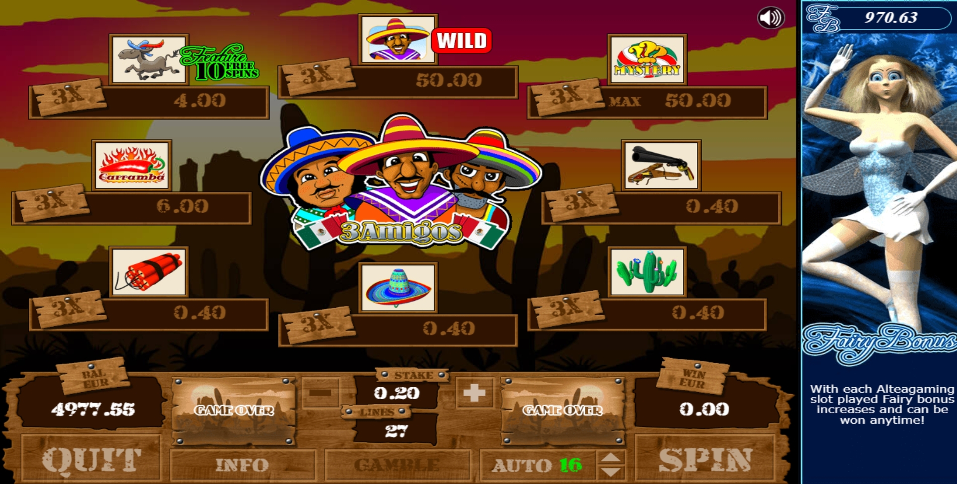 Info of Three Amigos Slot Game by AlteaGaming