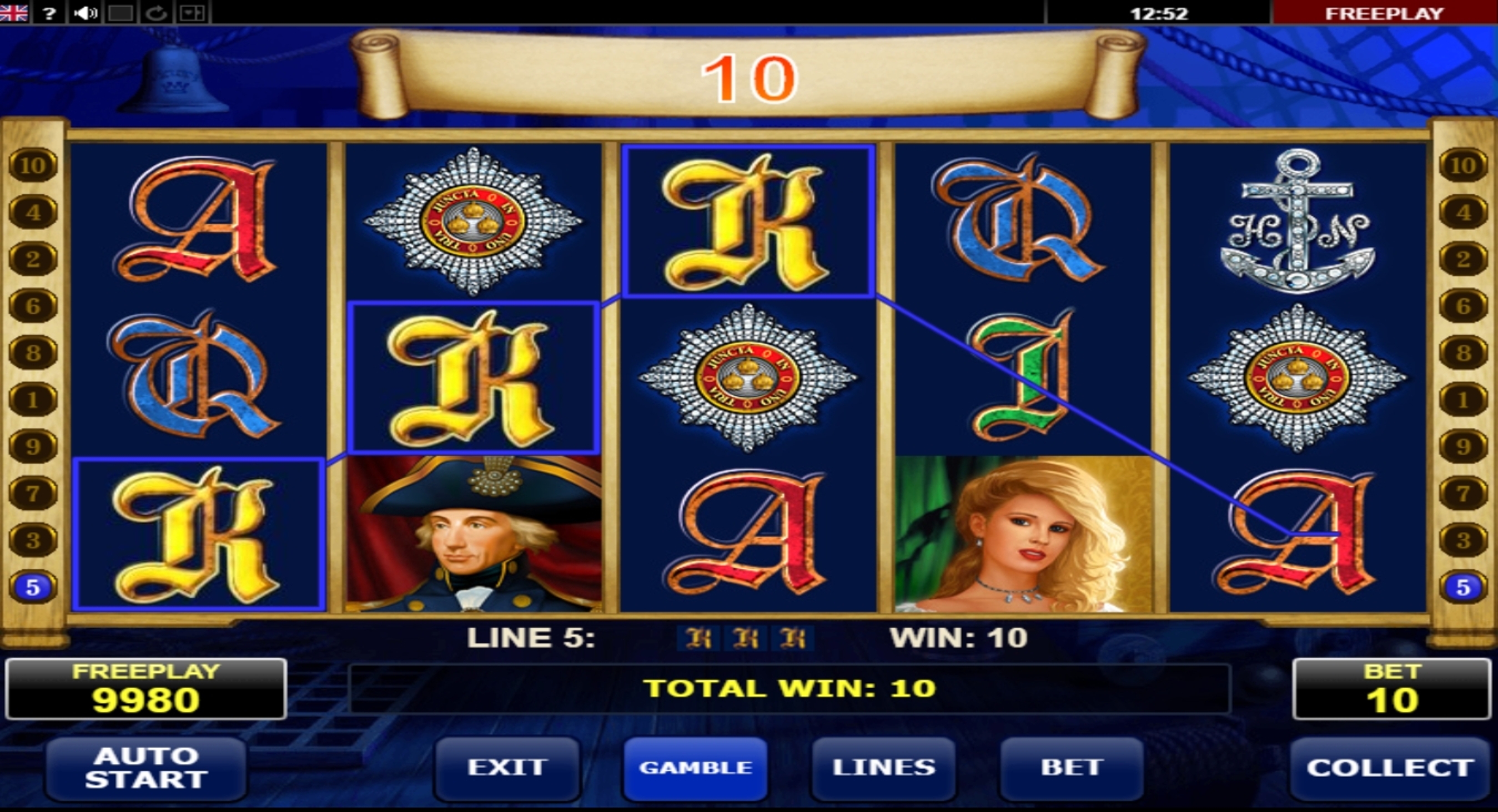 Win Money in Admiral Nelson Free Slot Game by Amatic Industries