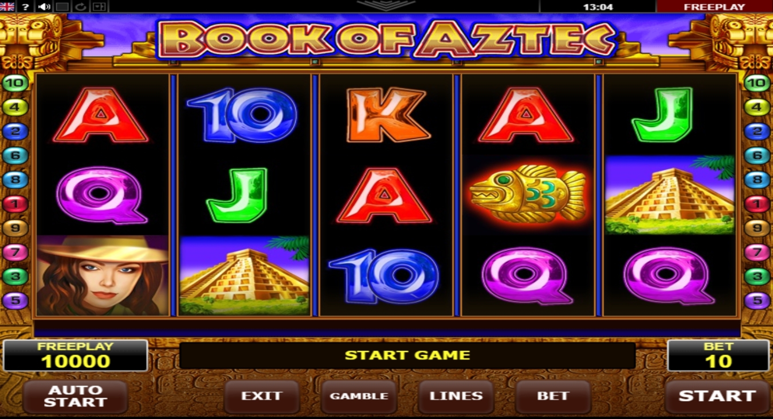 Reels in Book Of Aztec Slot Game by Amatic Industries