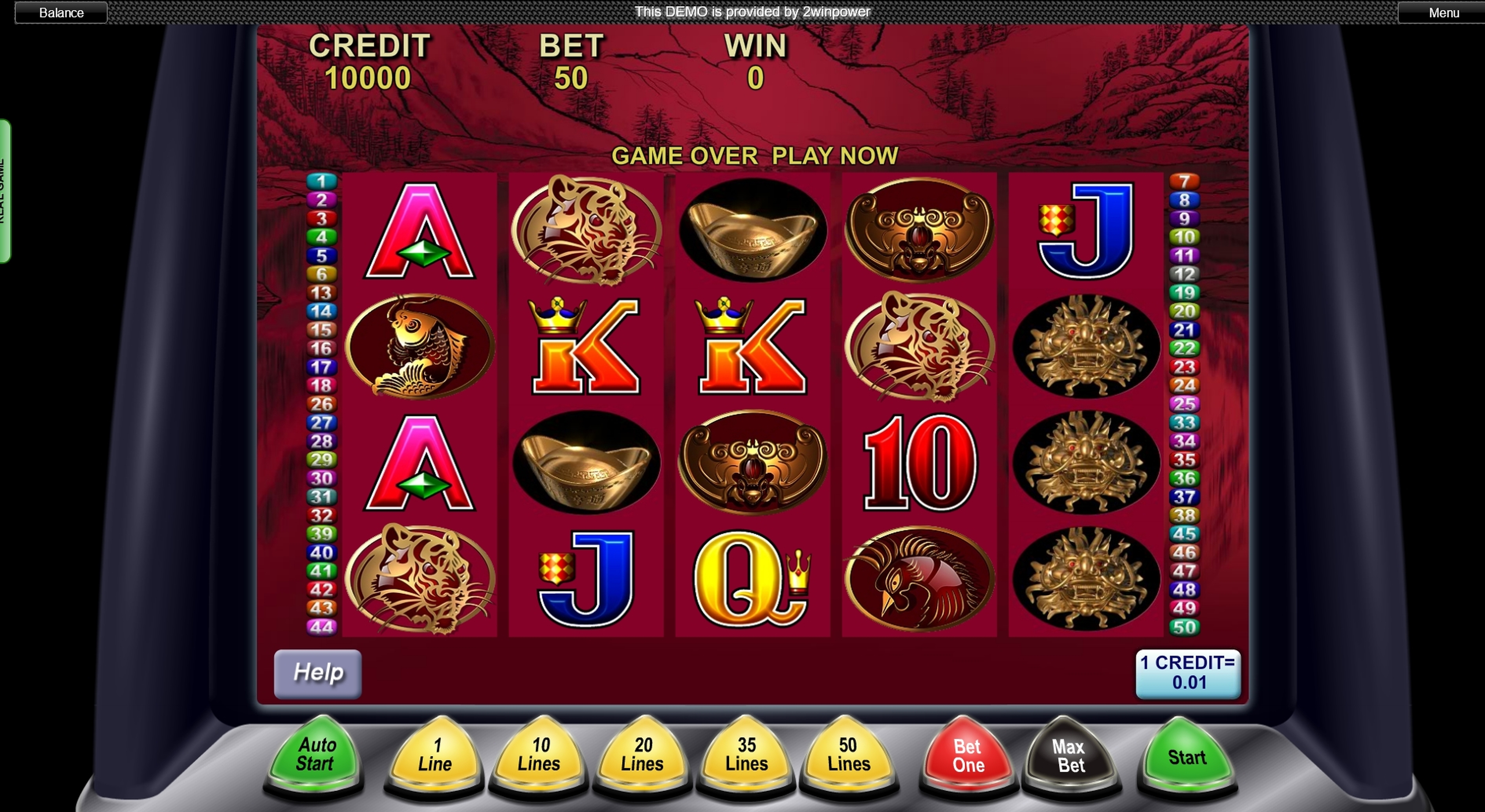 Reels in 50 Dragons Slot Game by Aristocrat