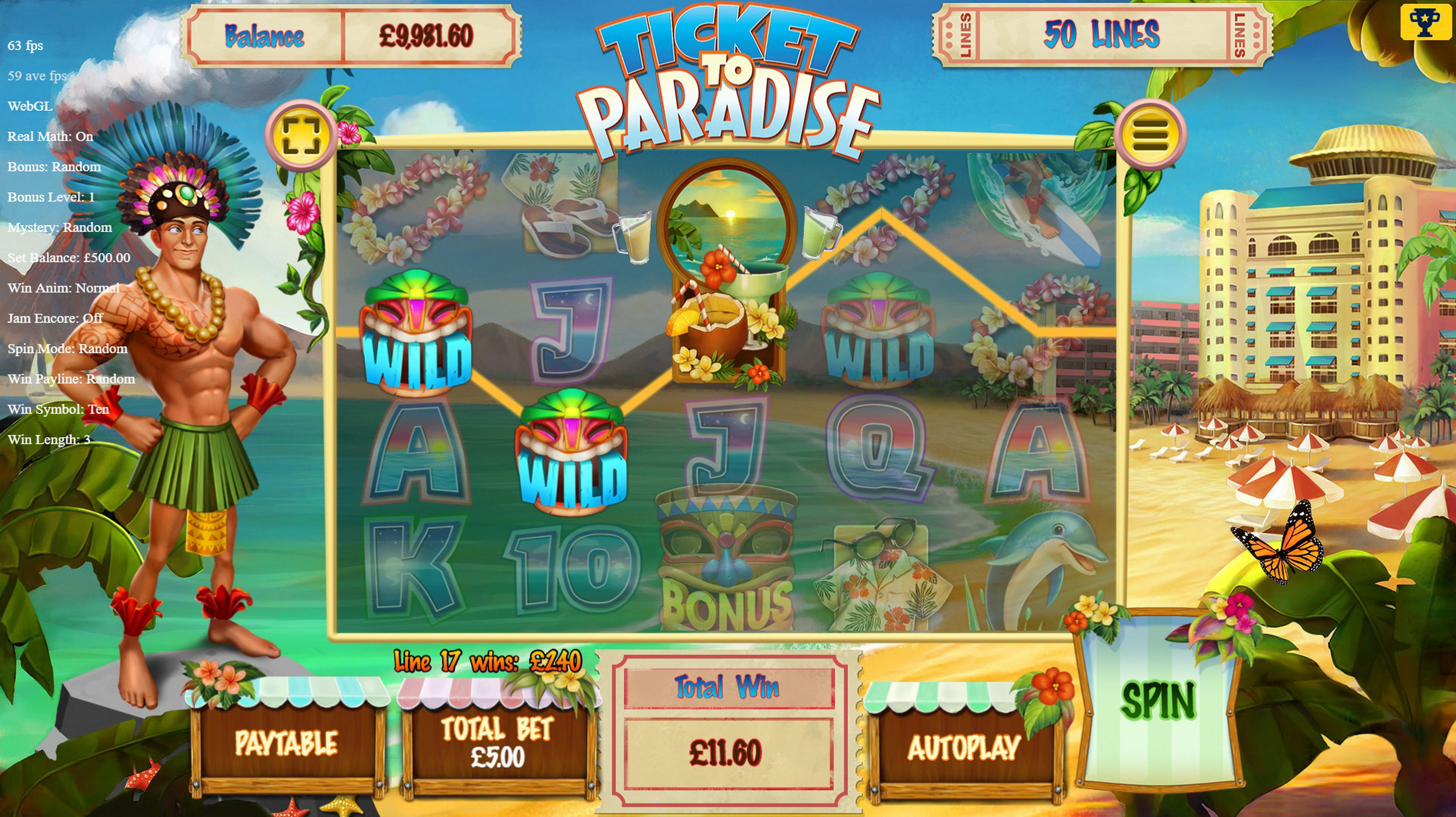 Win Money in Ticket to Paradise Free Slot Game by Asylum Labs
