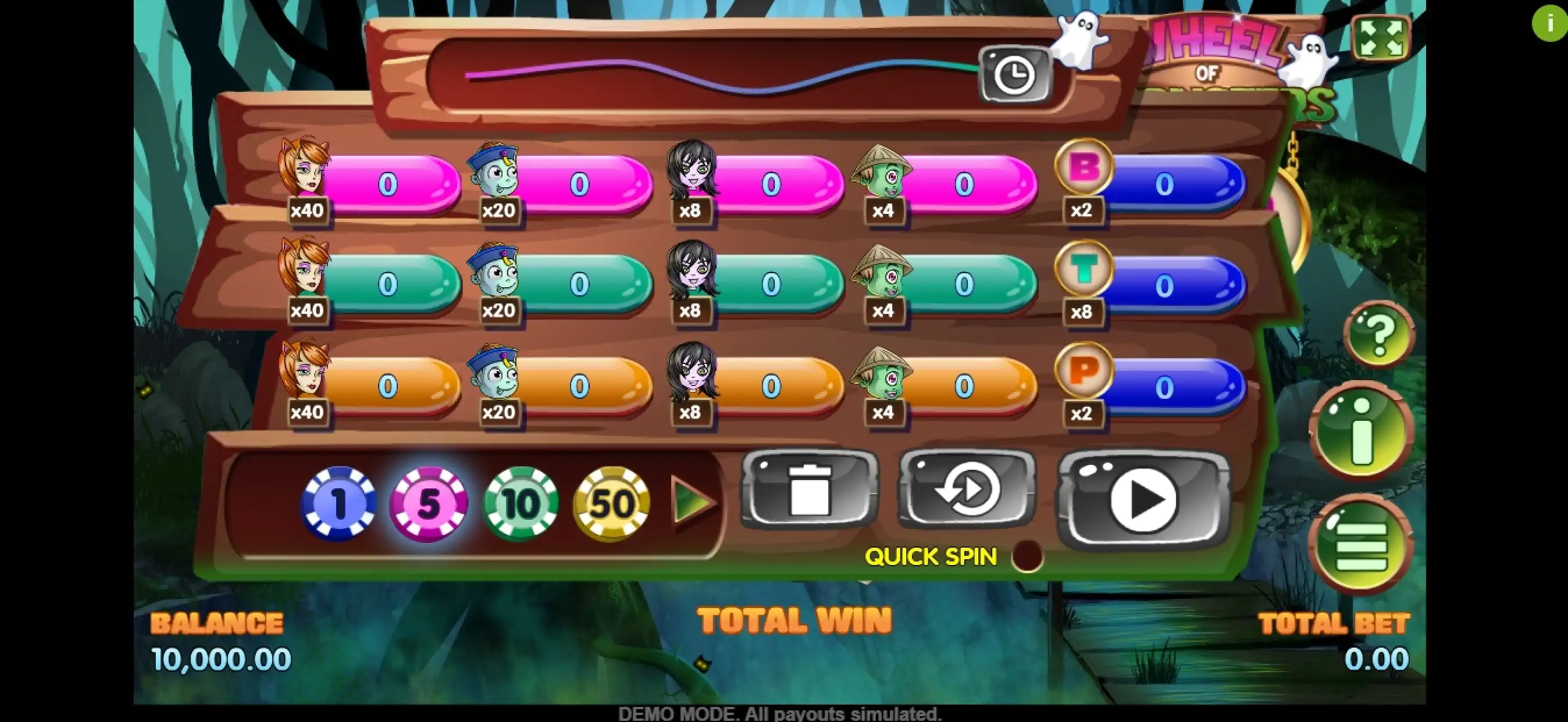 Reels in Wheel of Monsters Slot Game by Asylum Labs