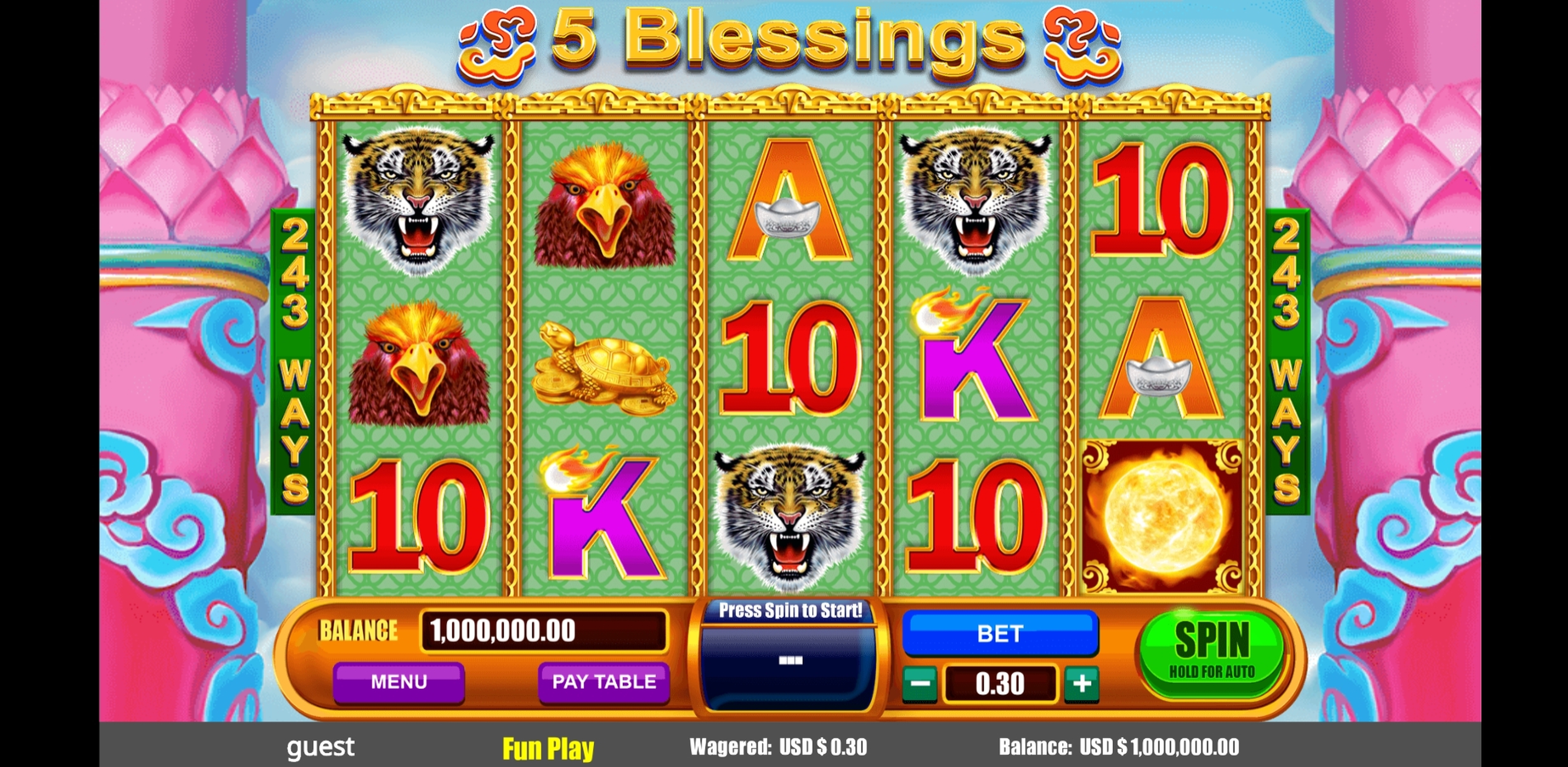 Reels in 5 Blessings Slot Game by August Gaming