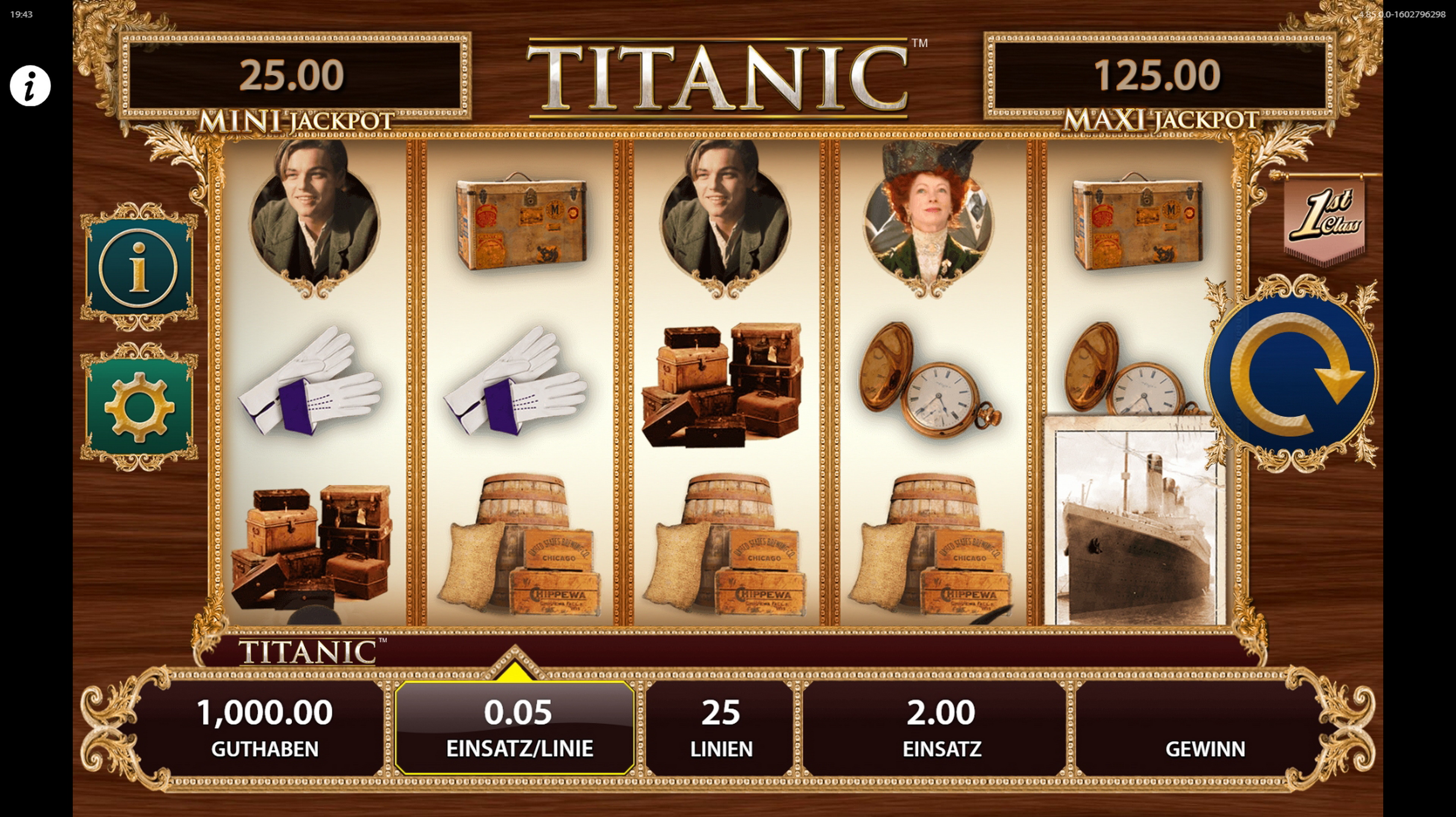 Reels in TITANIC Slot Game by Bally Technologies