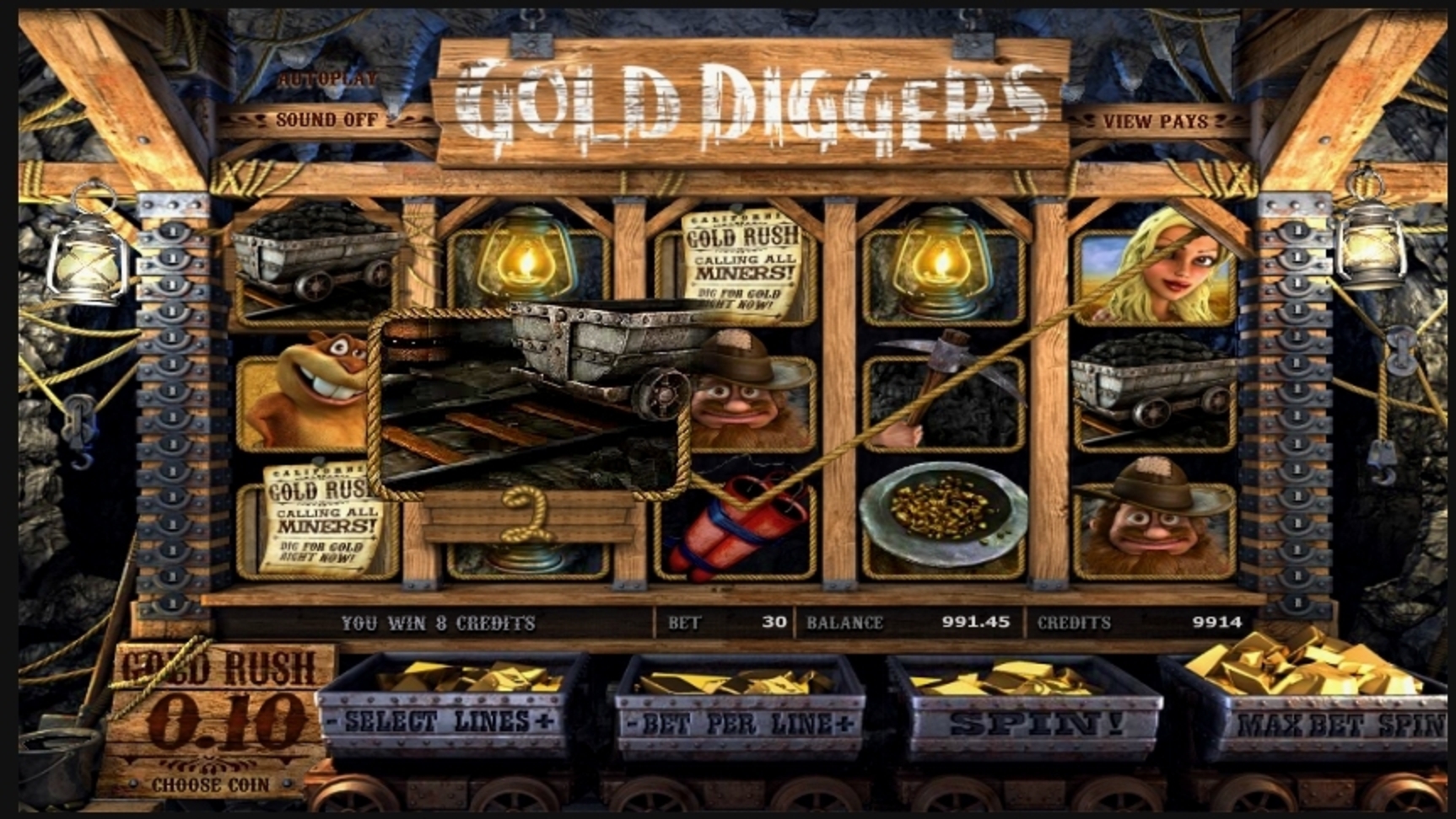 Win Money in Gold Diggers Free Slot Game by Betsoft