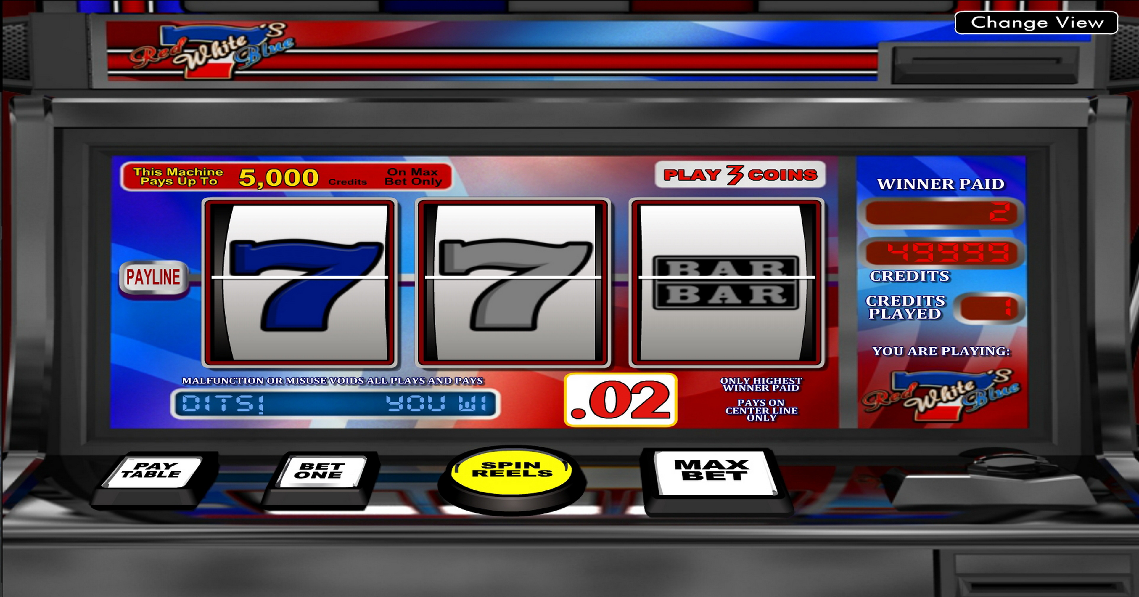 Win Money in Red White Blue 7s Free Slot Game by Betsoft