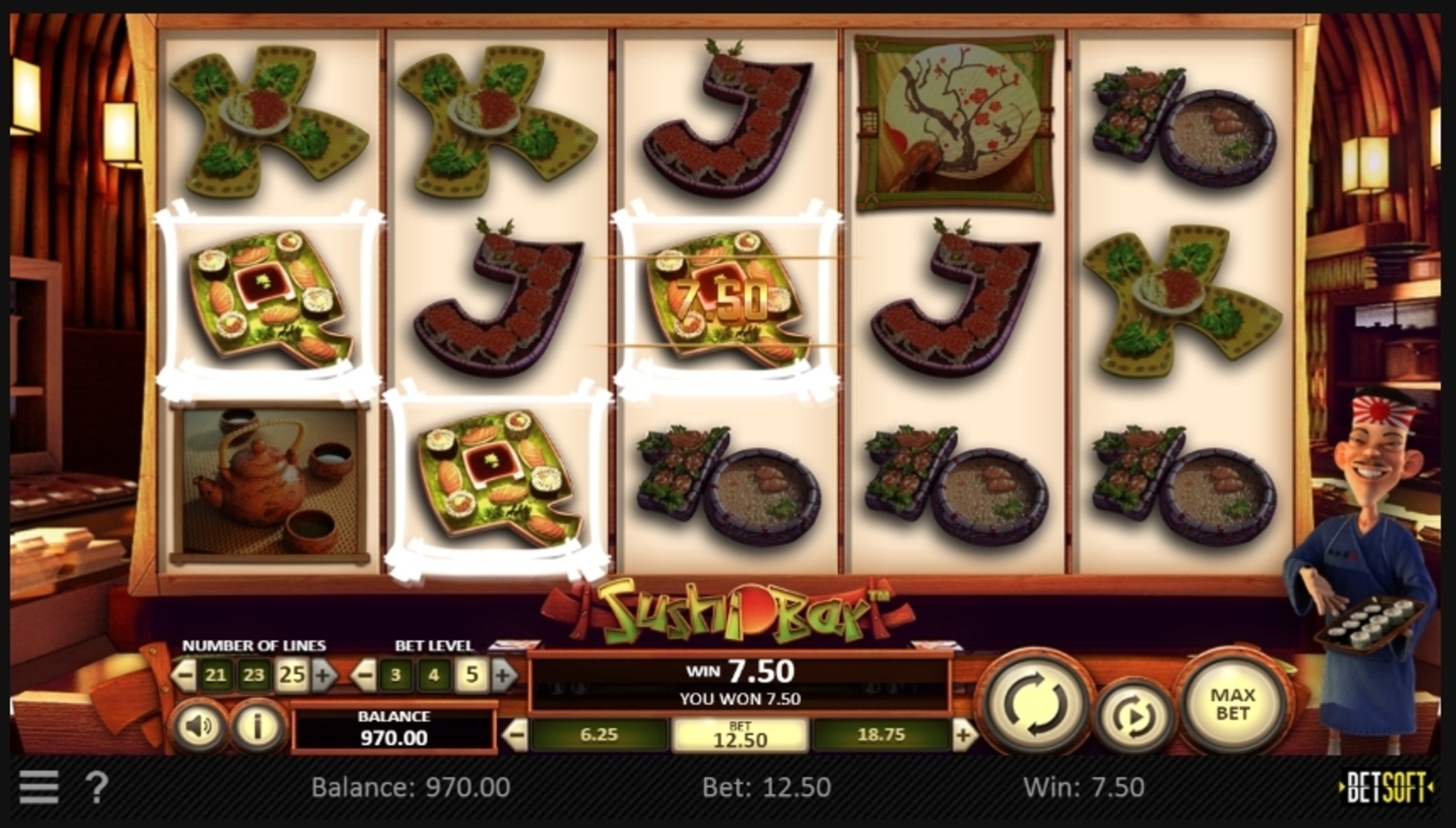 Win Money in Sushi Bar Free Slot Game by Betsoft