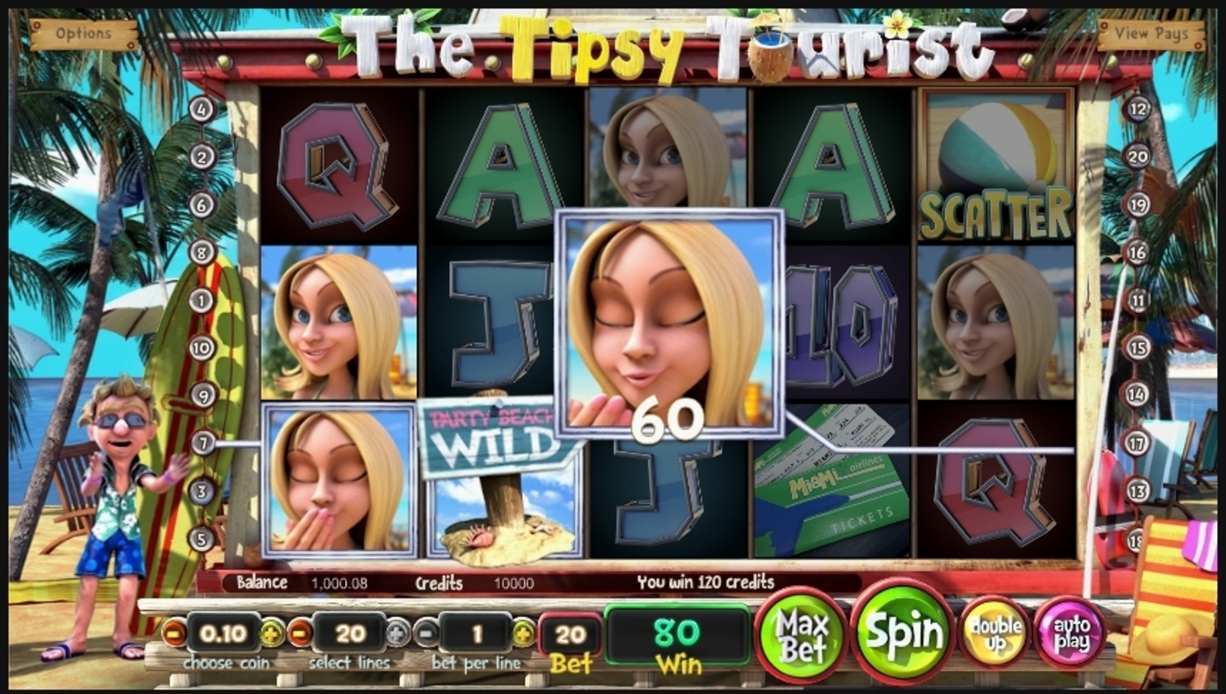 Win Money in The Tipsy Tourist Free Slot Game by Betsoft