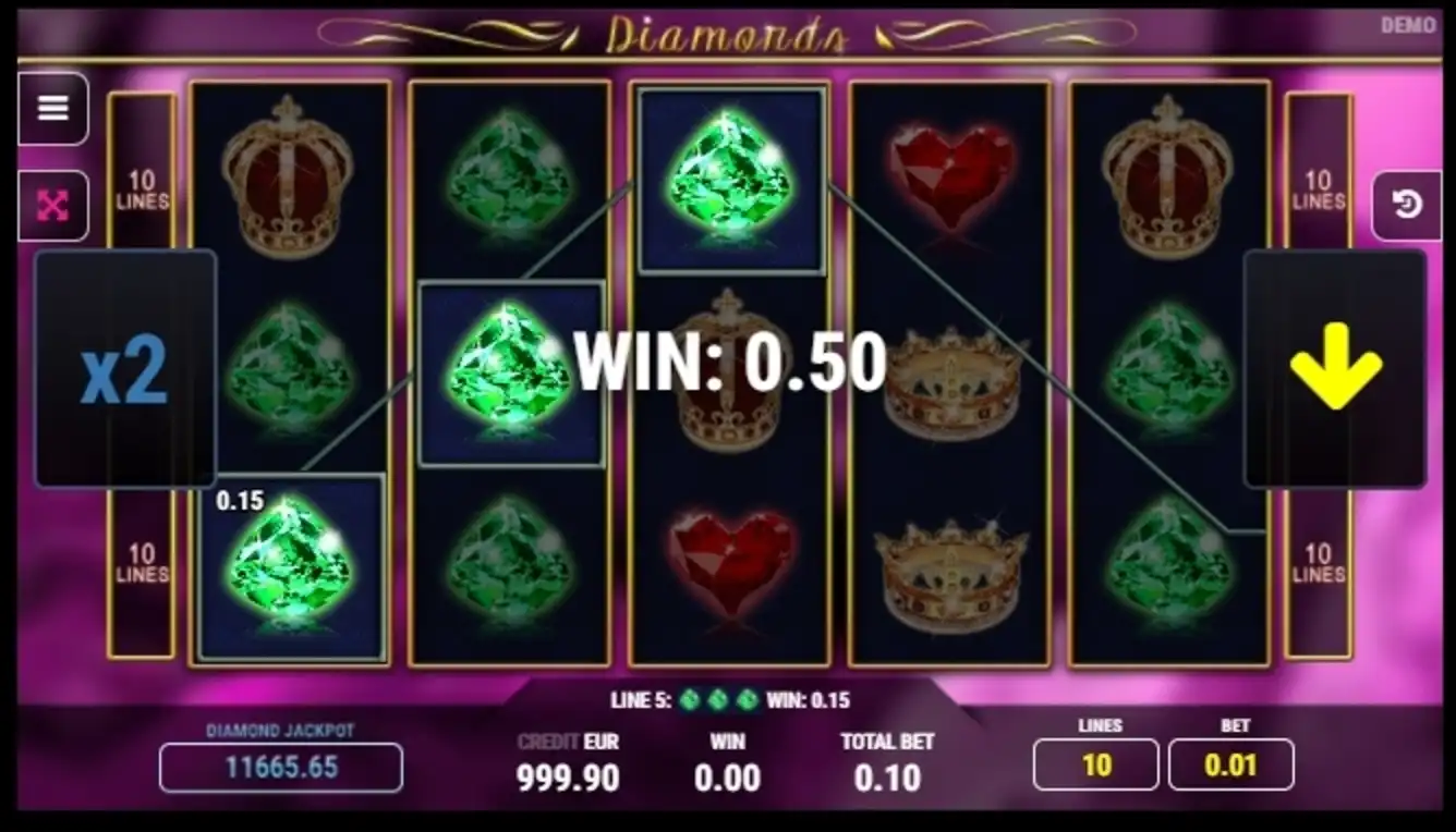 Win Money in Diamonds Free Slot Game by Big Time Gaming