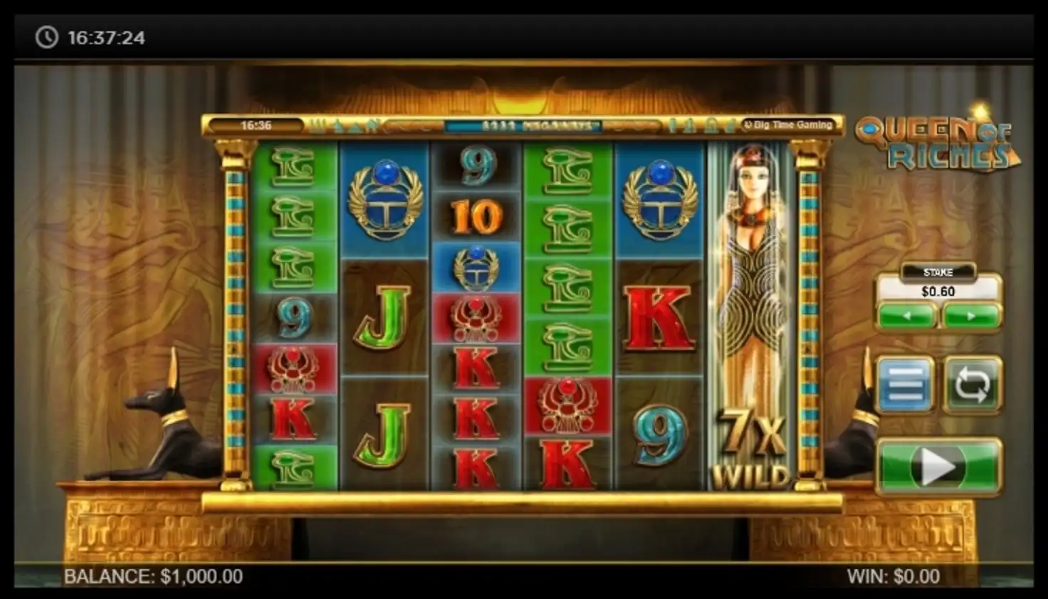 Reels in Queen of Riches Slot Game by Big Time Gaming