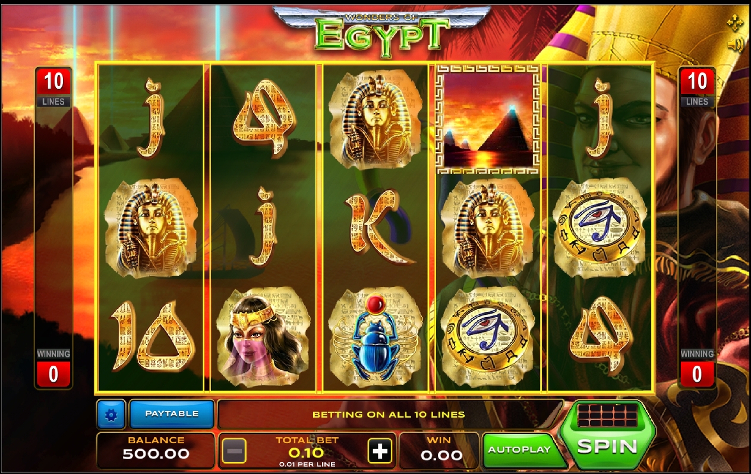 Reels in Wonders of Egypt Slot Game by Xplosive Slots Group