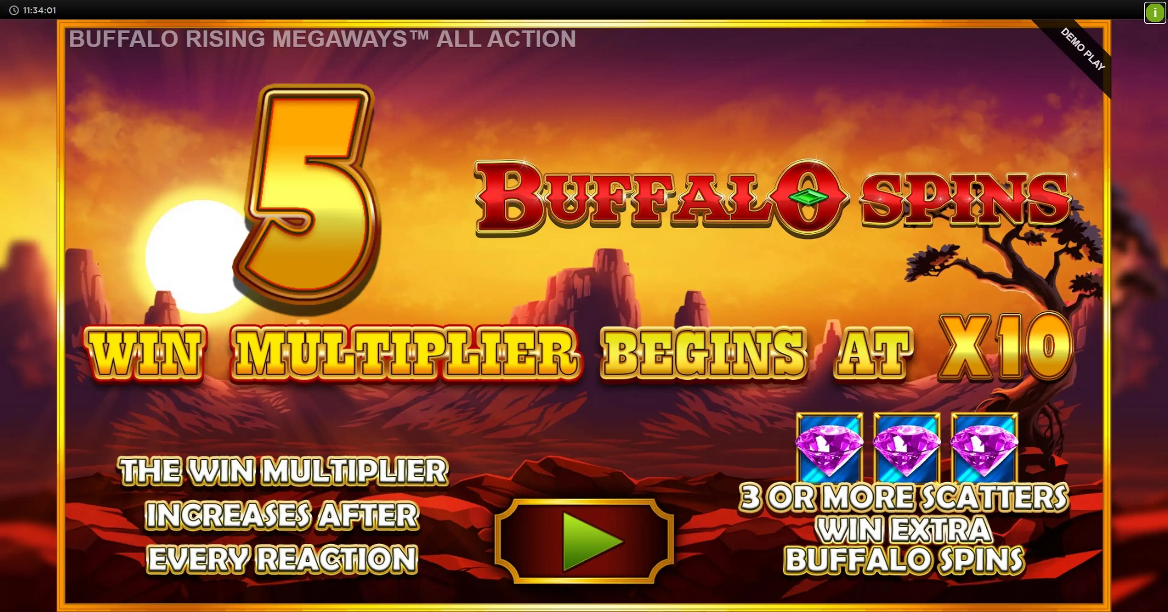 Info of Buffalo Rising Megaways All Action Slot Game by Blueprint Gaming