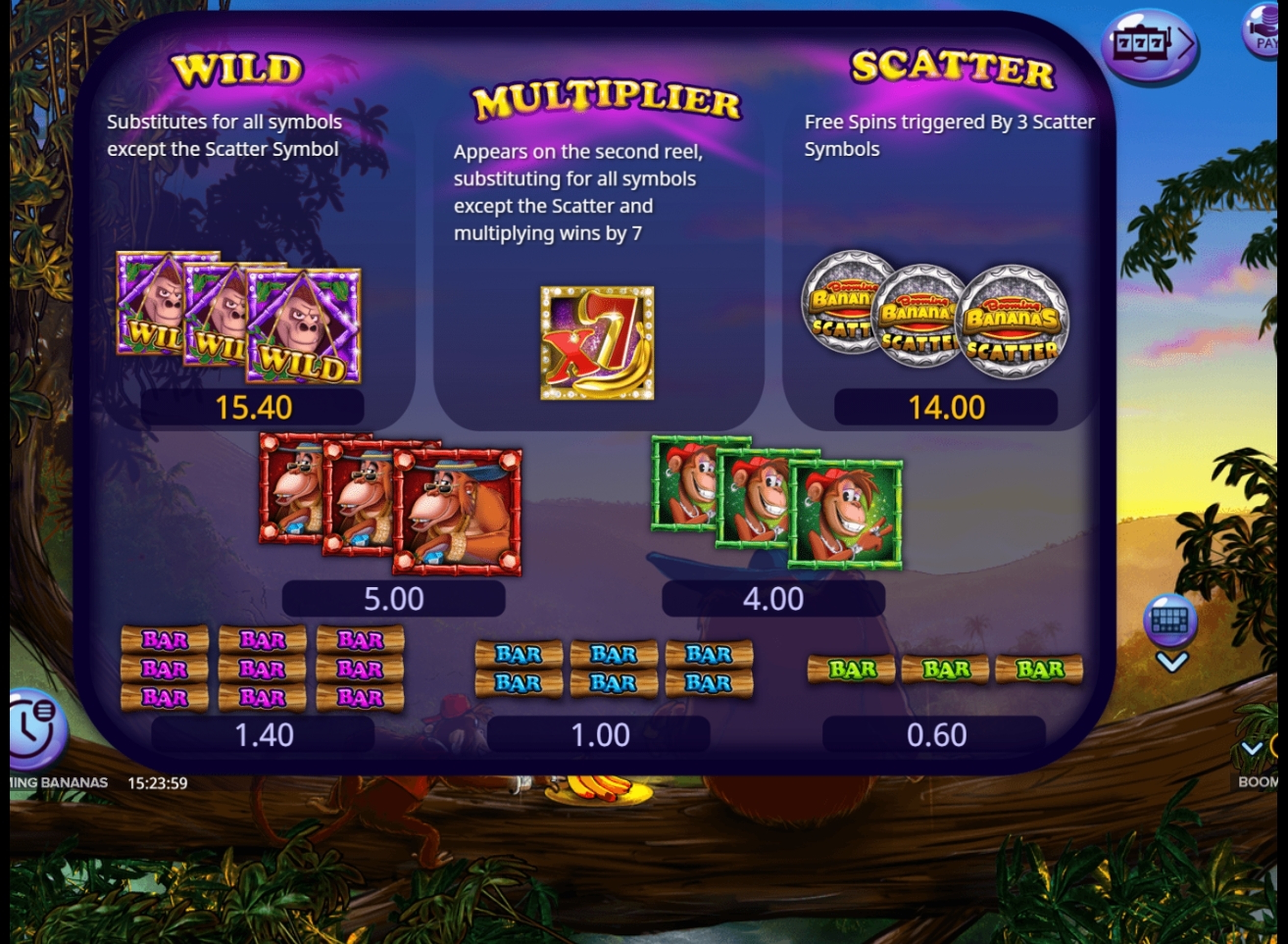Info of Booming Bananas Slot Game by Booming Games
