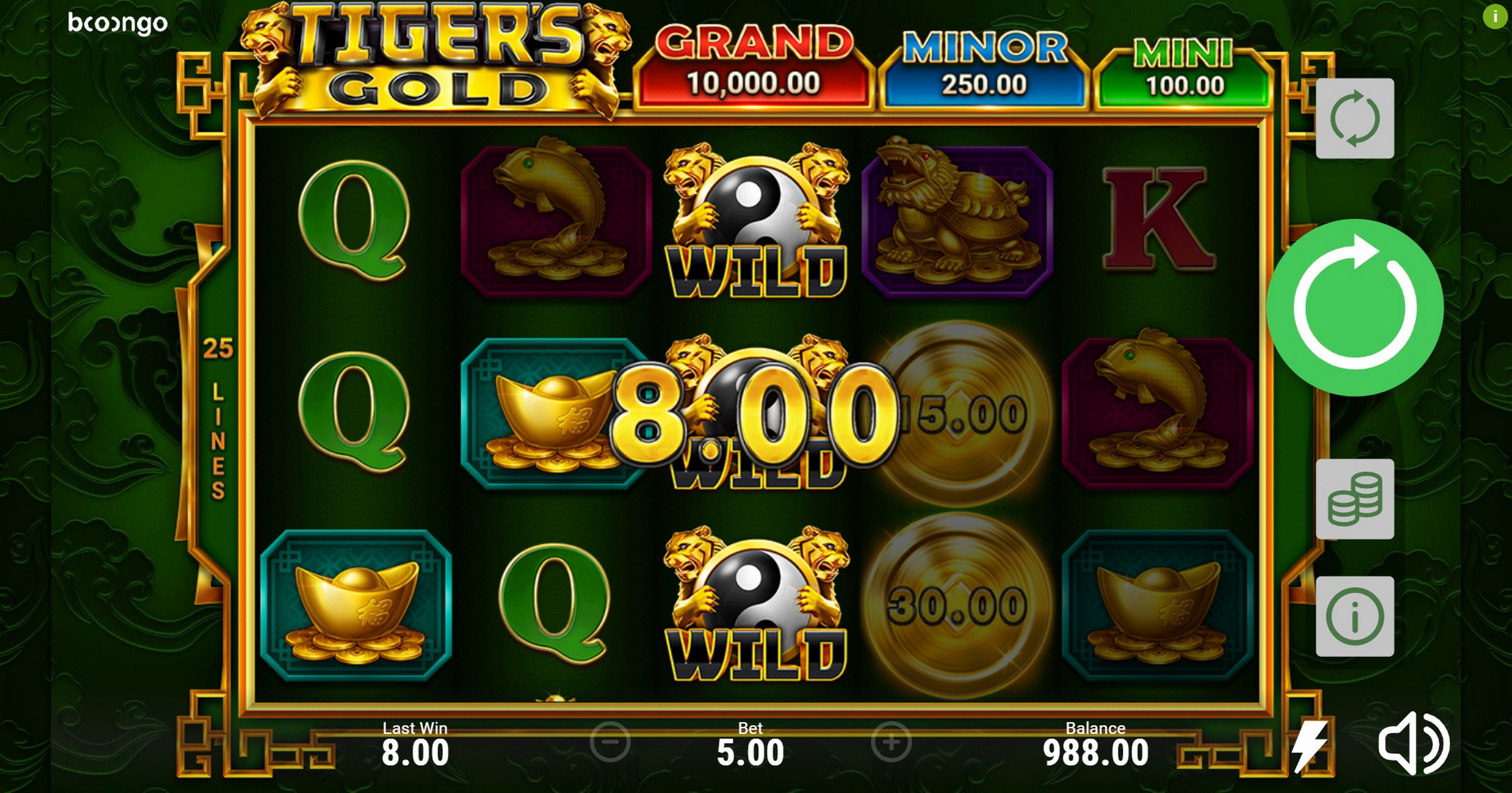 Win Money in Tiger's Gold Hold and Win Free Slot Game by Booongo Gaming