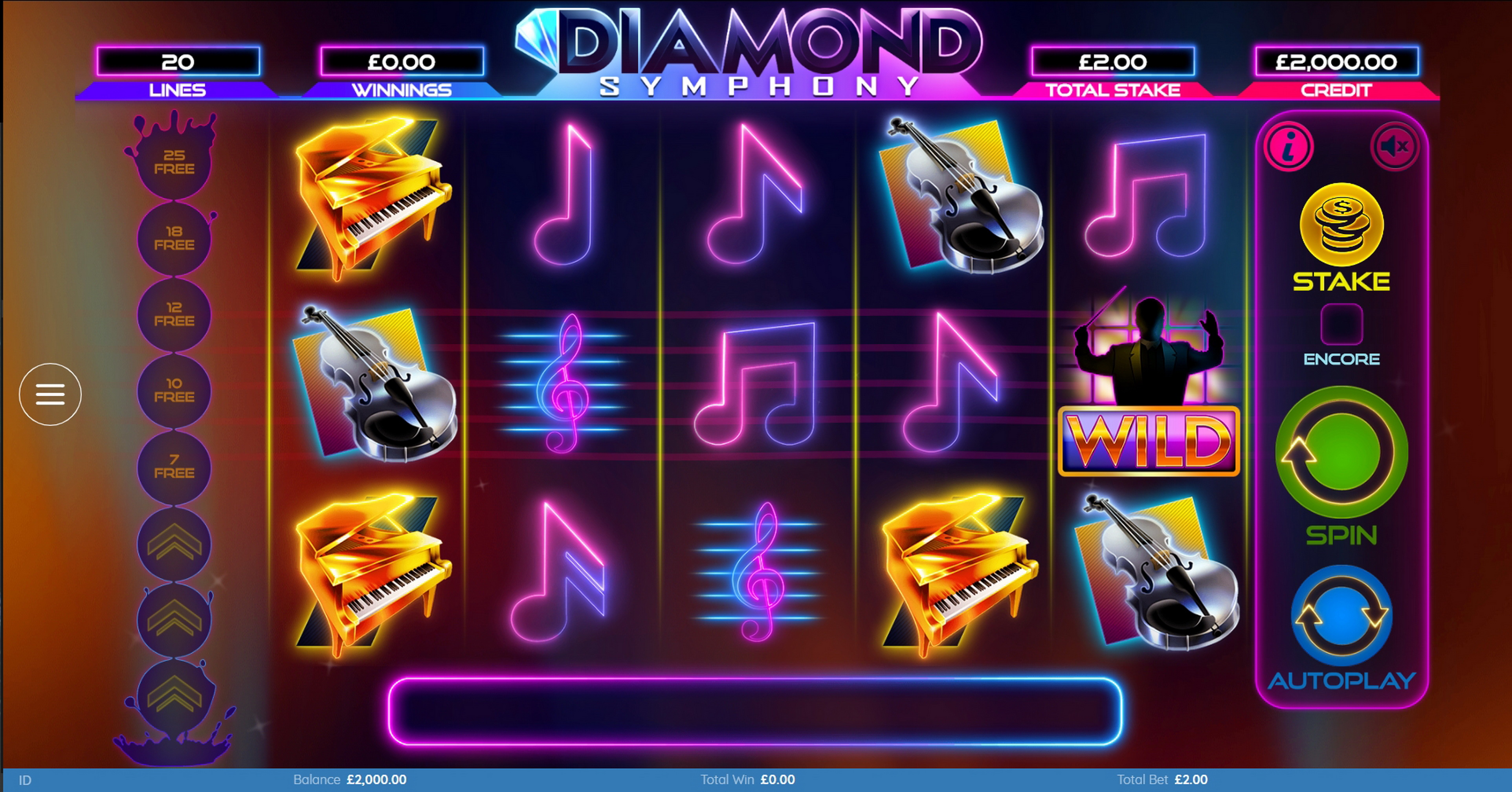 Reels in Diamond Symphony Slot Game by Bulletproof Games