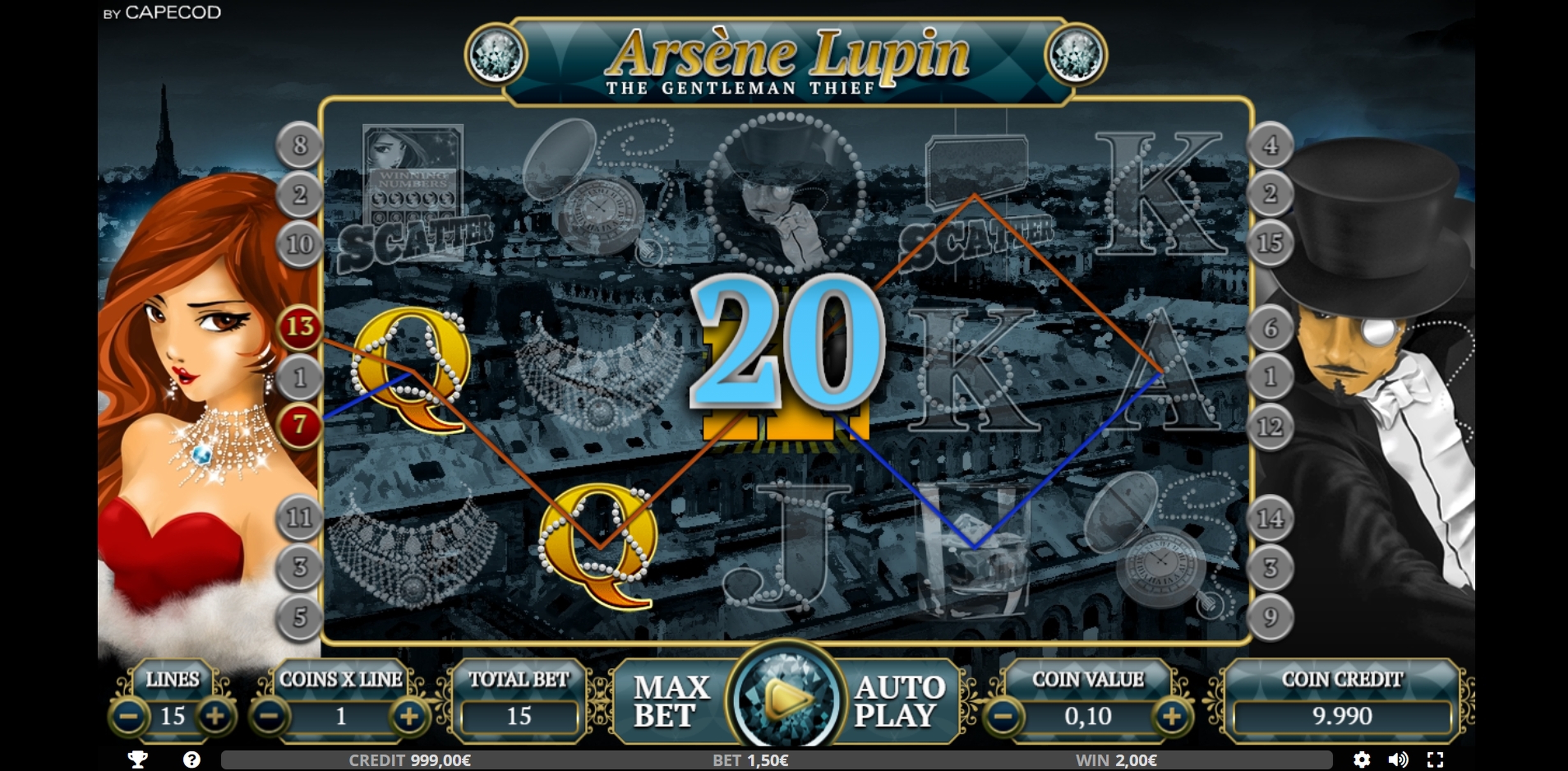 Win Money in Arsène Lupin Free Slot Game by Capecod Gaming