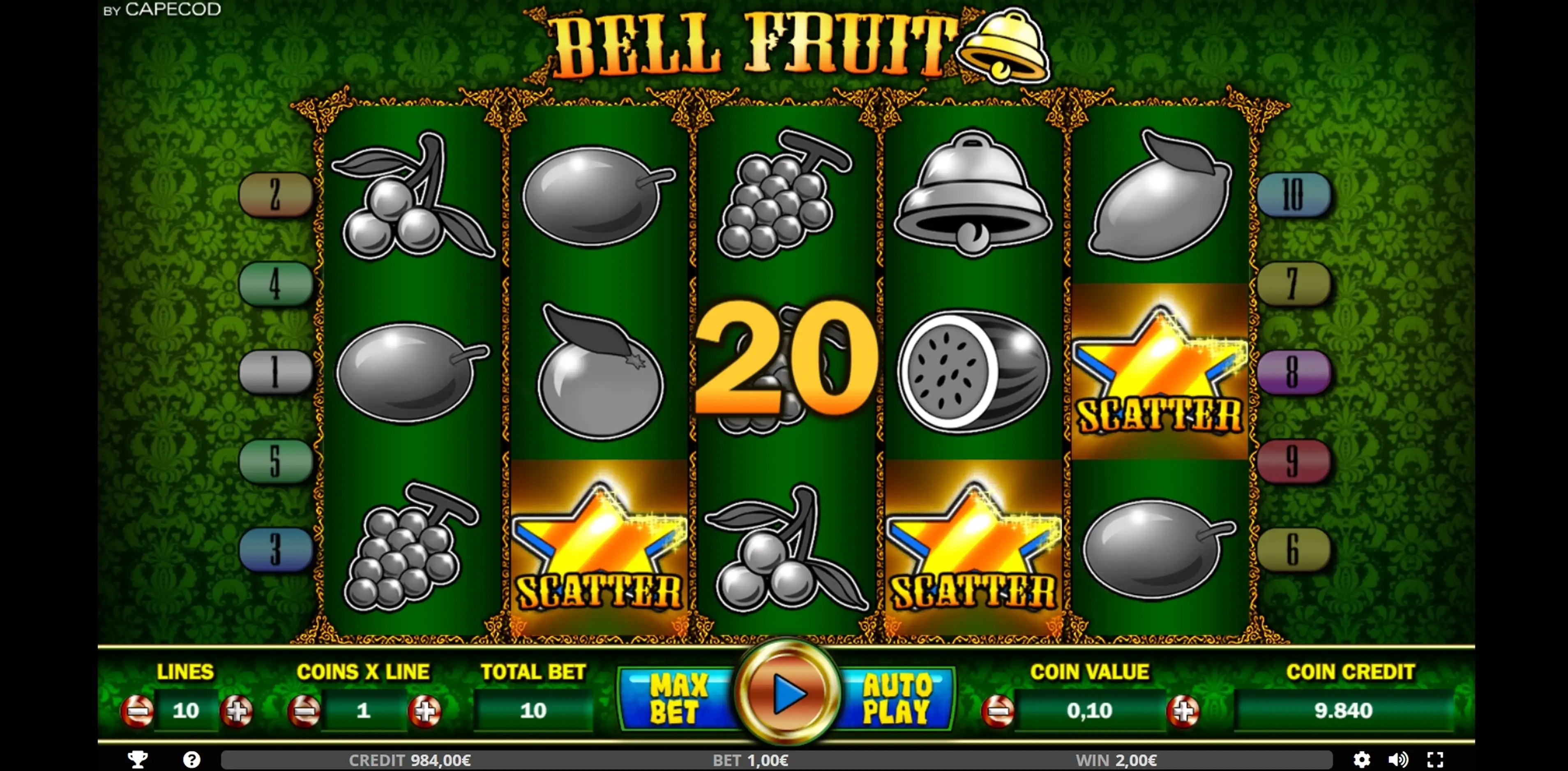 Win Money in Bell Fruit Free Slot Game by Capecod Gaming