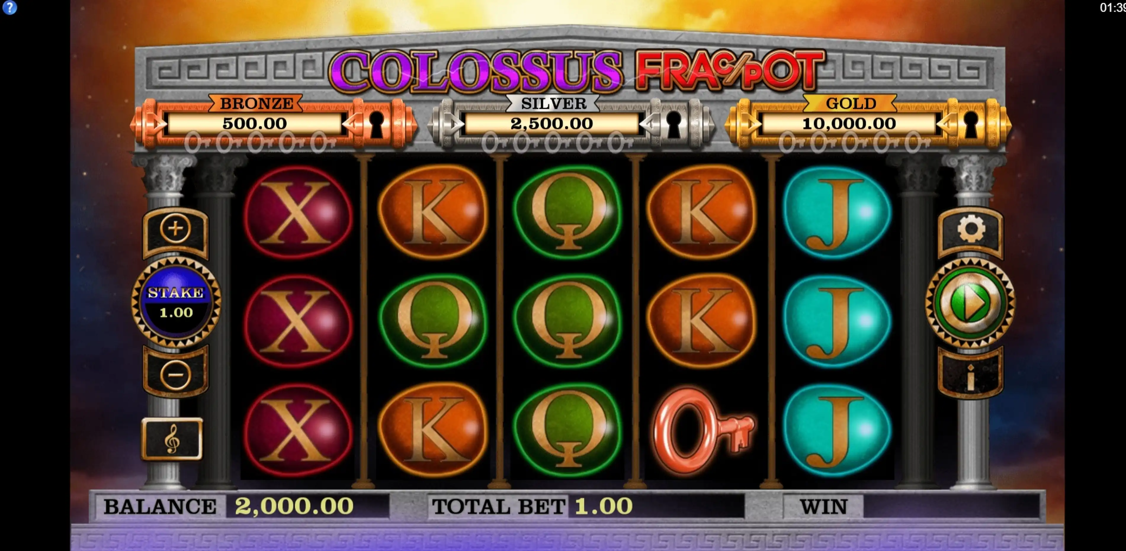 Reels in Colossus Fracpot Slot Game by CORE Gaming