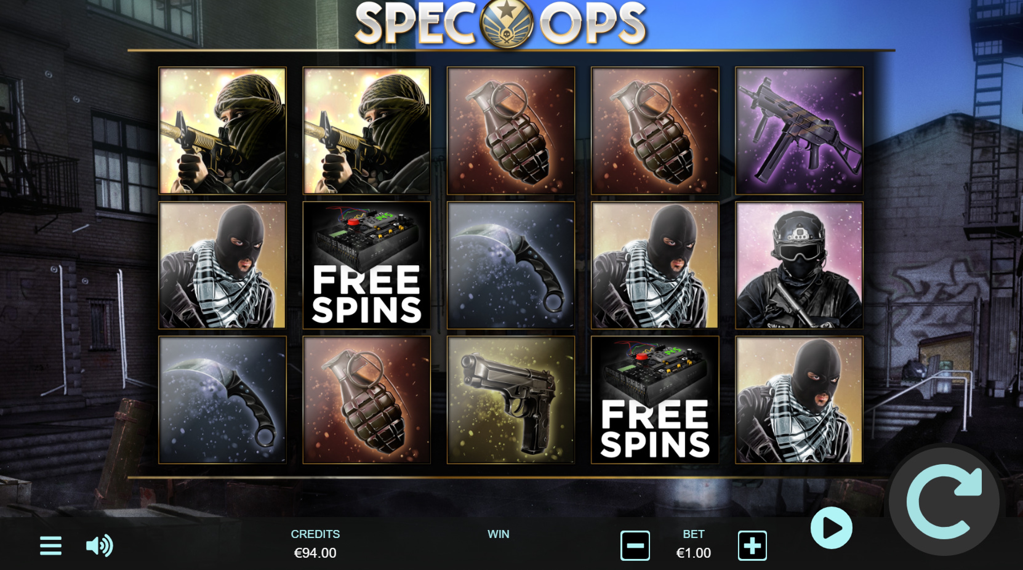 The Spec-Ops Online Slot Demo Game by Cubeia