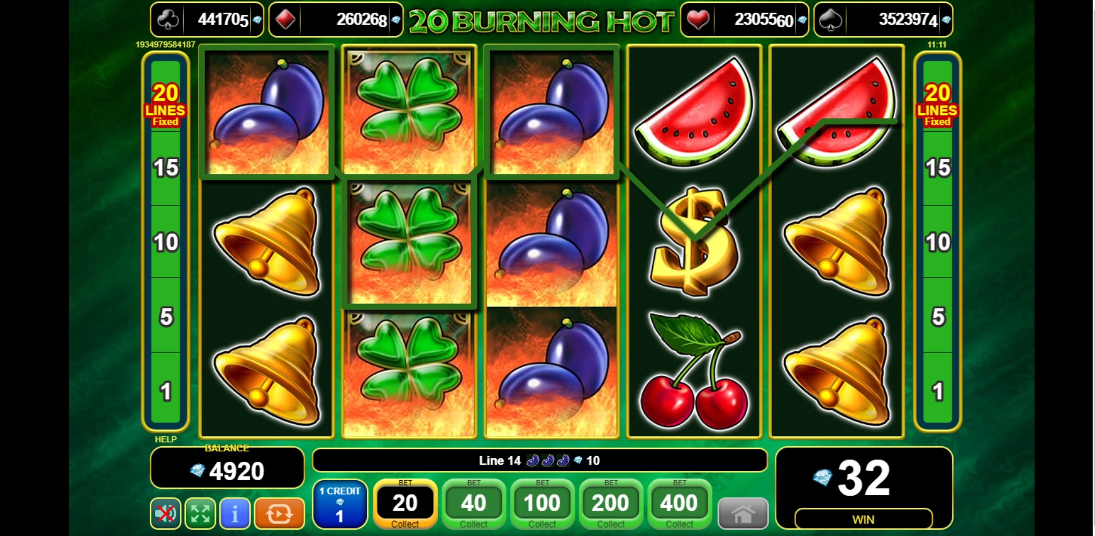 Win Money in 20 Burning Hot Free Slot Game by EGT