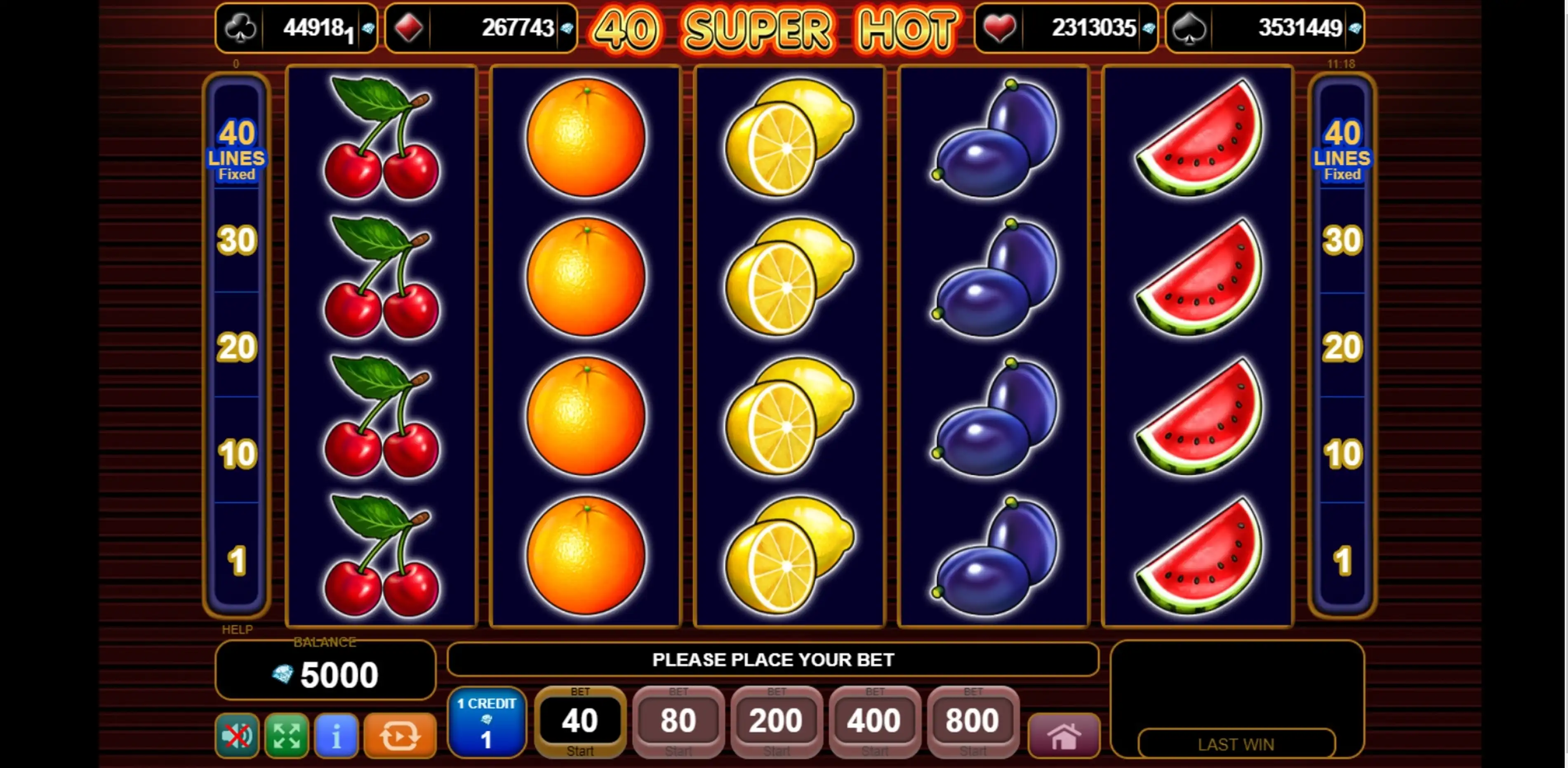 Reels in 40 Super Hot Slot Game by EGT