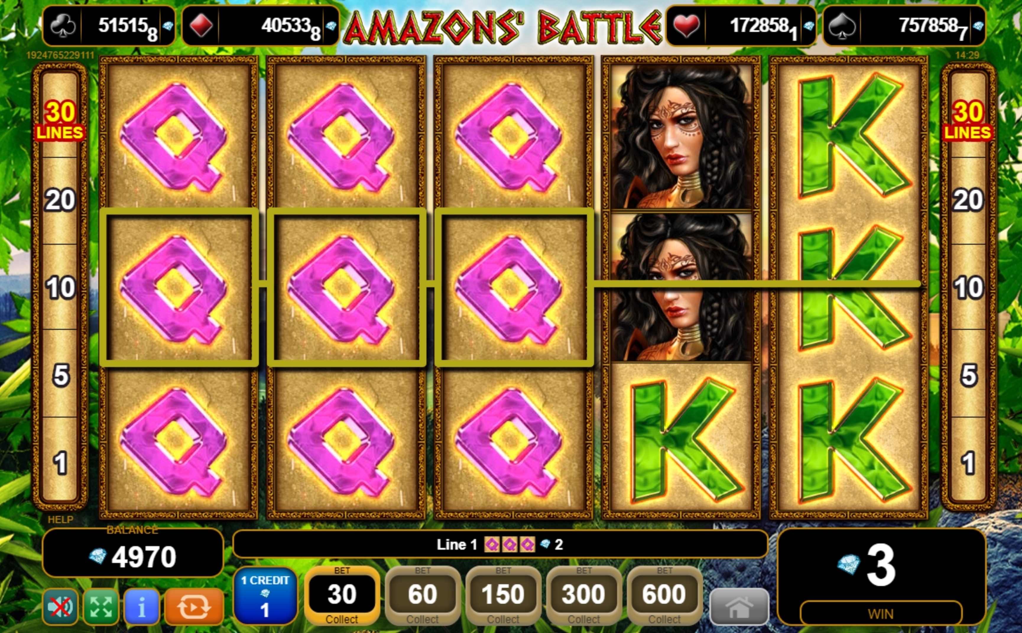 Win Money in Amazons' Battle Free Slot Game by EGT