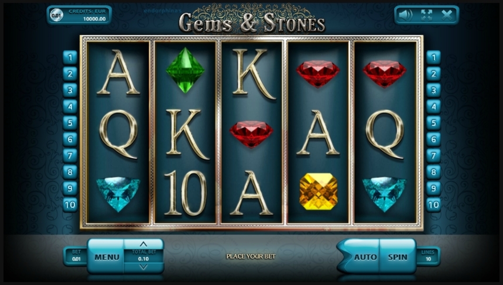 Reels in Gems & Stones Slot Game by Endorphina